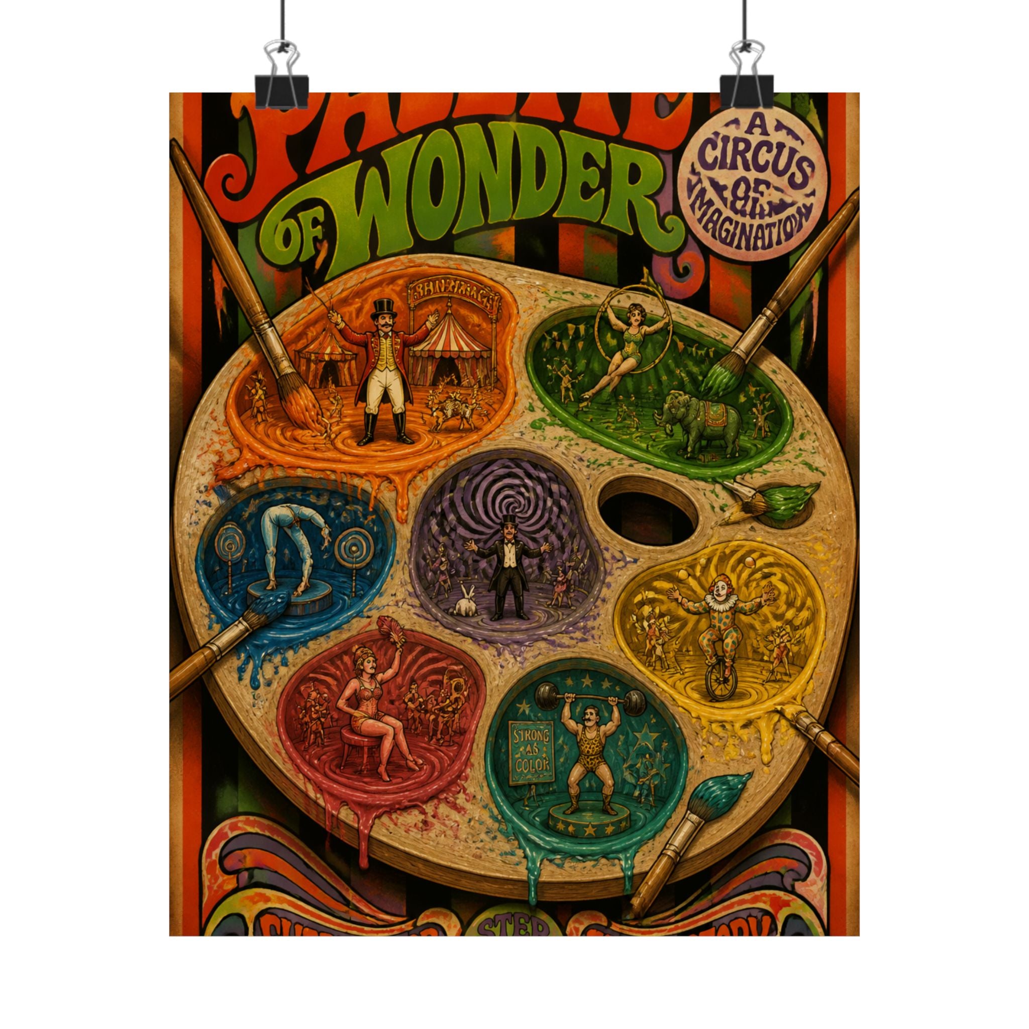 Paint Palette Stage Wall Art Poster 18×24 Psychedelic Cafe Decor Maximalist Print