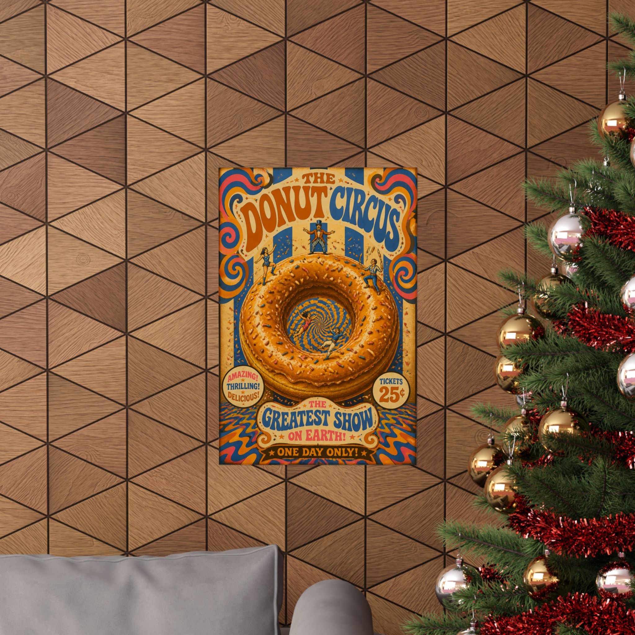 Donut Circus Ring Wall Art Poster 24×36 Psychedelic Dining Room Decor Maximalist Print
