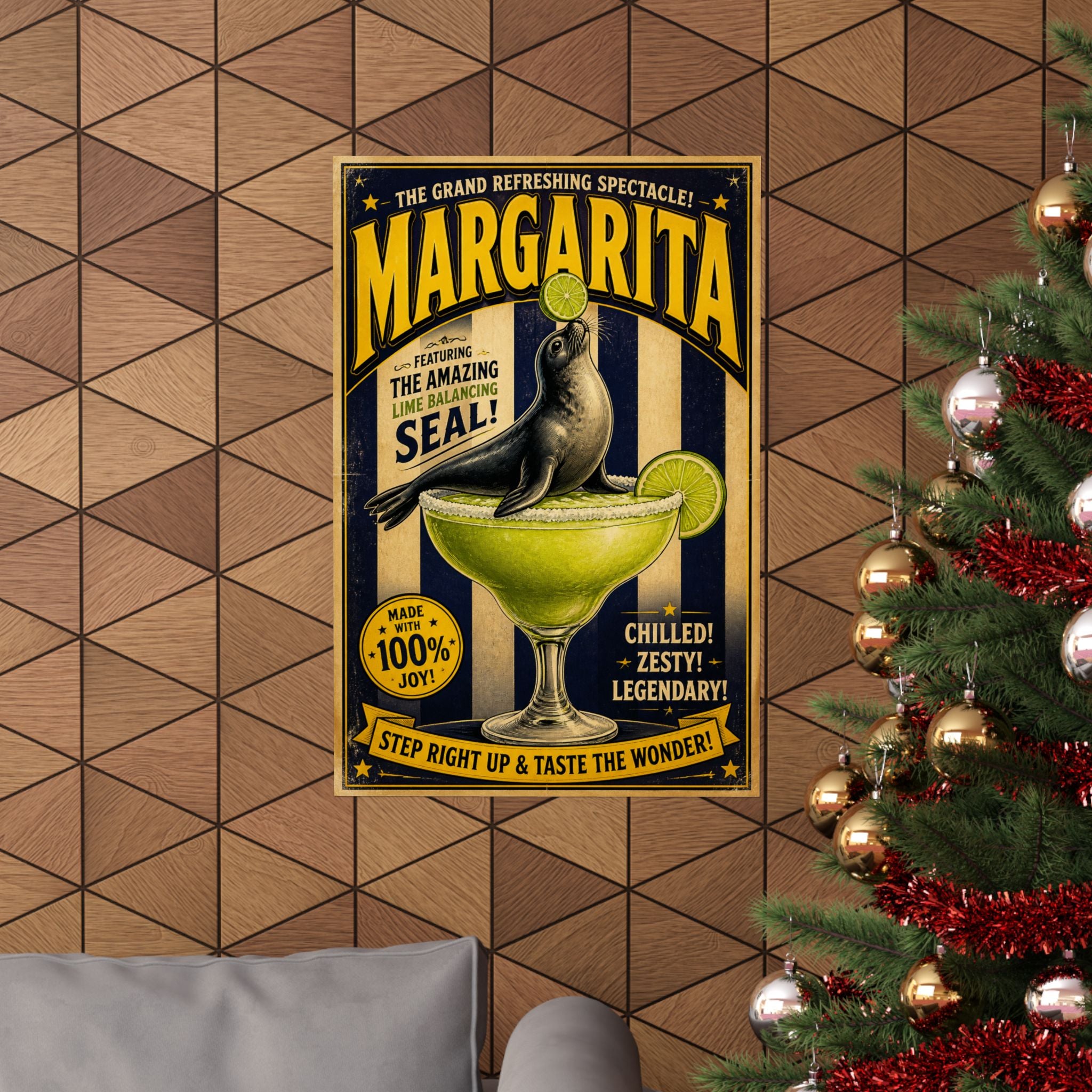 Margarita Balancing Seal Wall Art Poster 24×36 Vintage Circus Bedroom Decor Maximalist Print