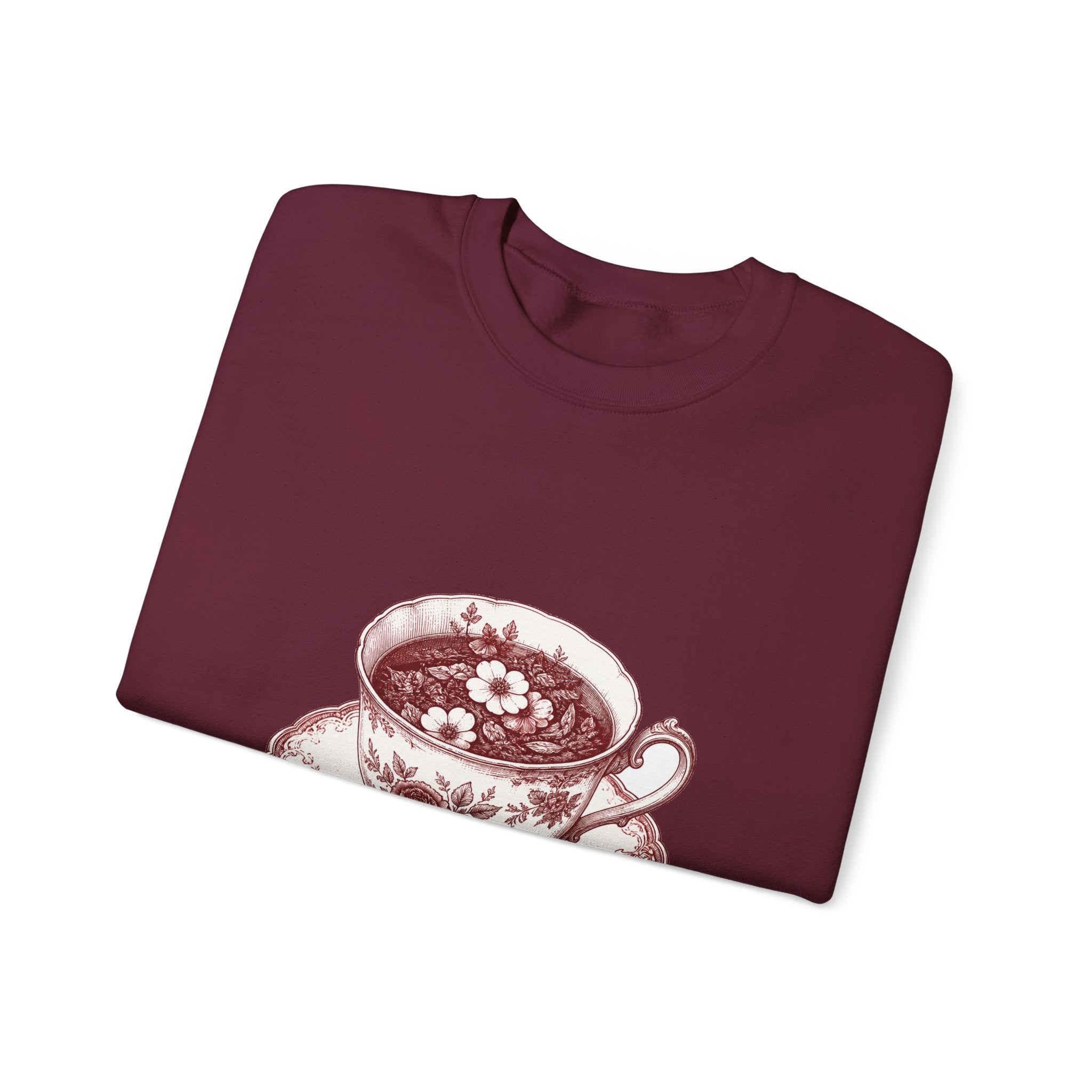 Matching Couple Sweatshirt - Coffee & Tea Matching Couple Comfort Colors Crew Hand-Drawn Art His Hers Anniversary Gift - Design B