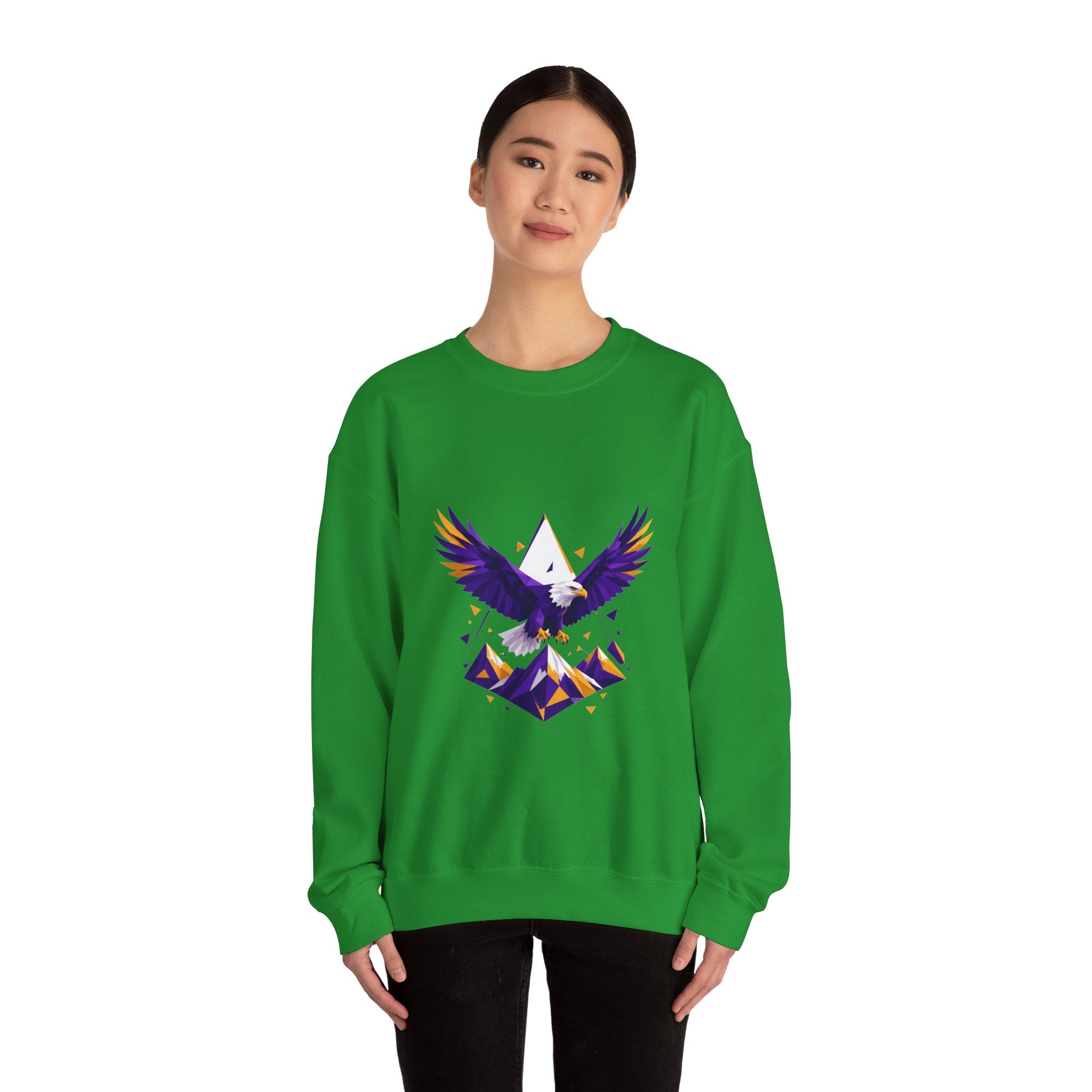 Matching Couple Sweatshirt - Eagle & Whale Matching Couple Premium Fleece Sweatshirt Geometric Art His Hers Love Gift - Design A