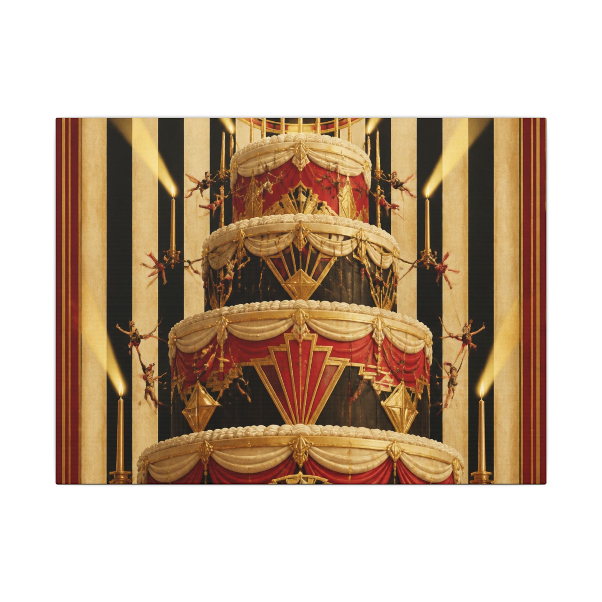Birthday Cake Trapeze Wall Art Canvas 16×20 Art Deco Entryway Decor Maximalist Print