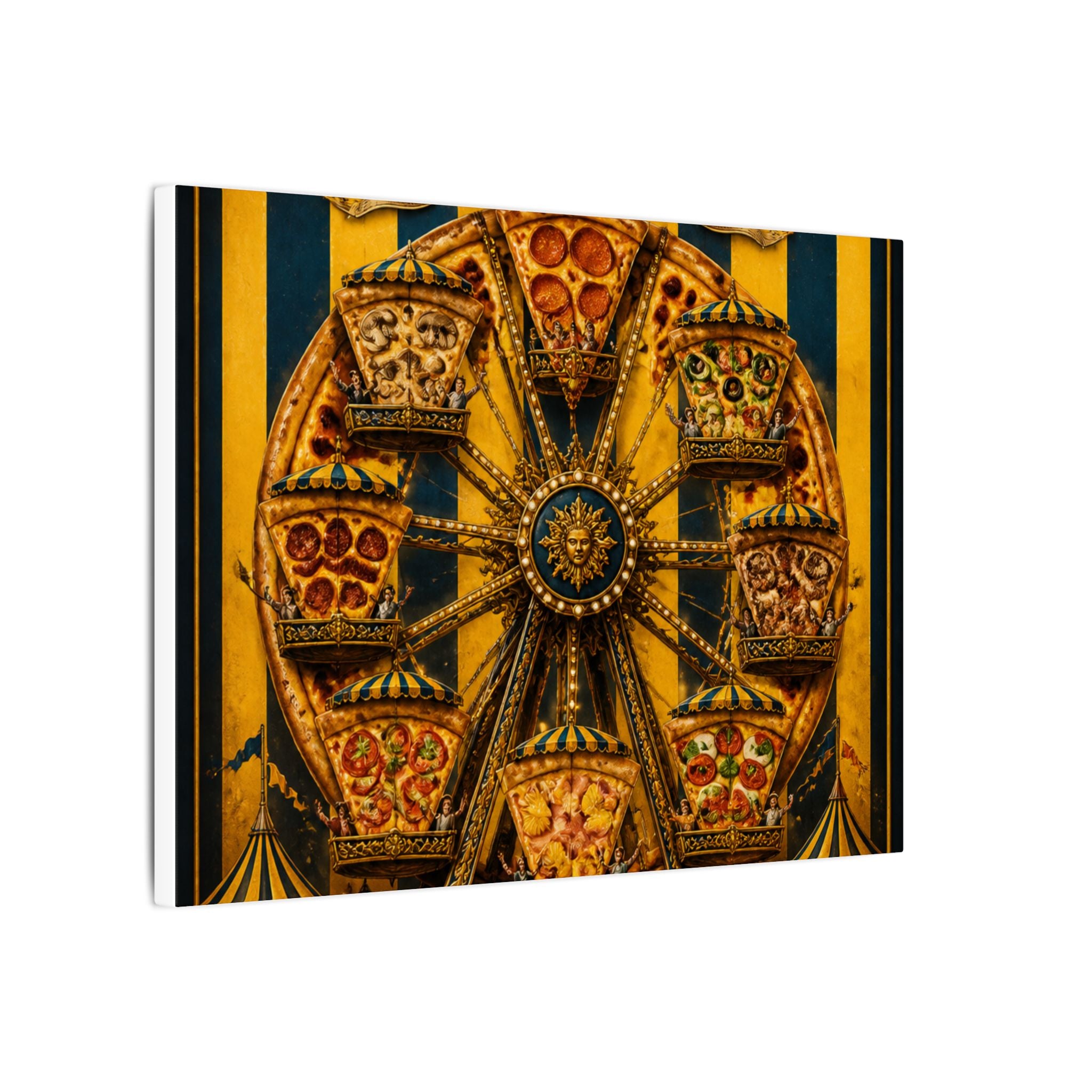 Pizza Ferris Wheel Wall Art Canvas 16×20 Baroque Home Office Decor Maximalist Print