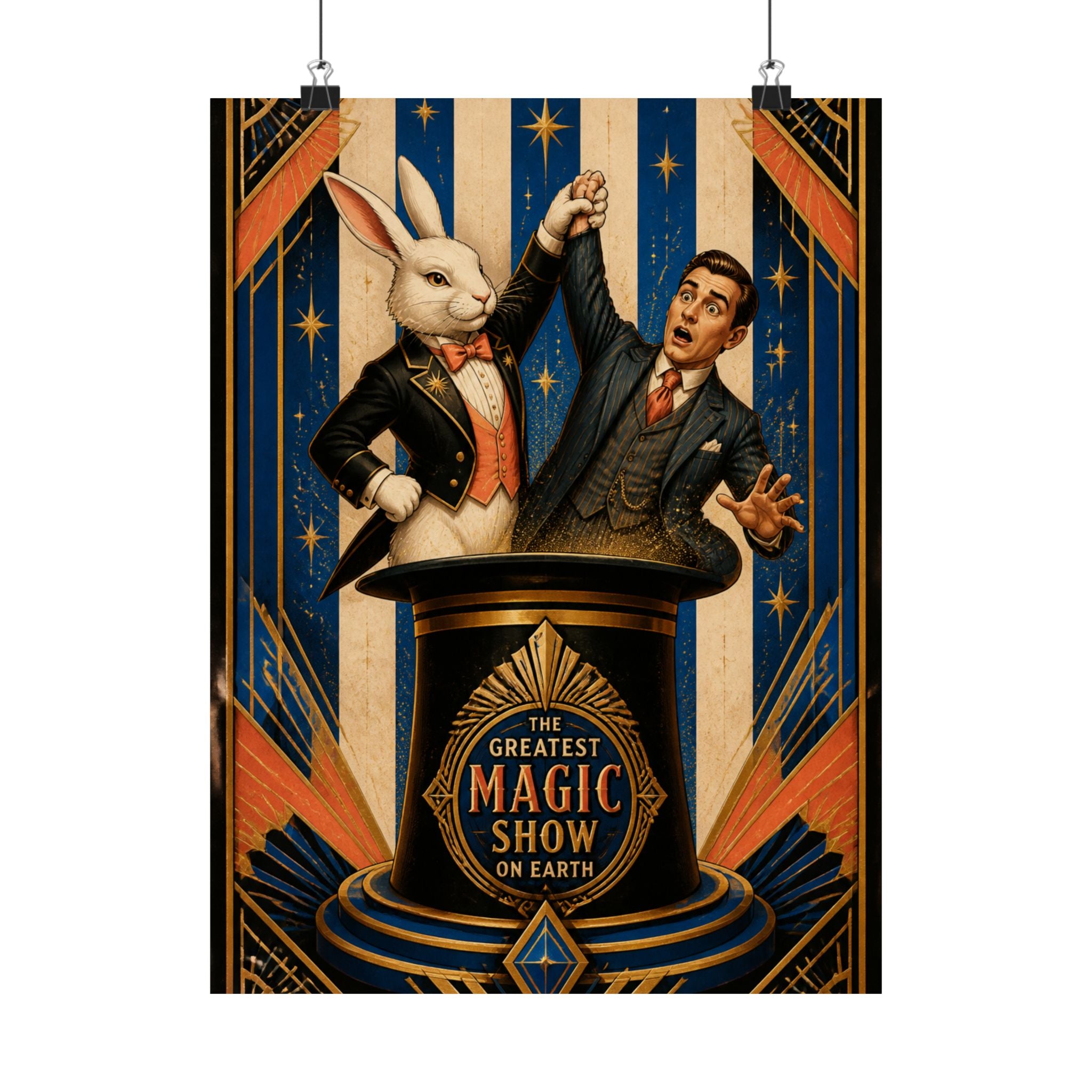 Magic Hat Rabbit Wall Art Poster 18×24 Art Deco Entryway Decor Maximalist Print