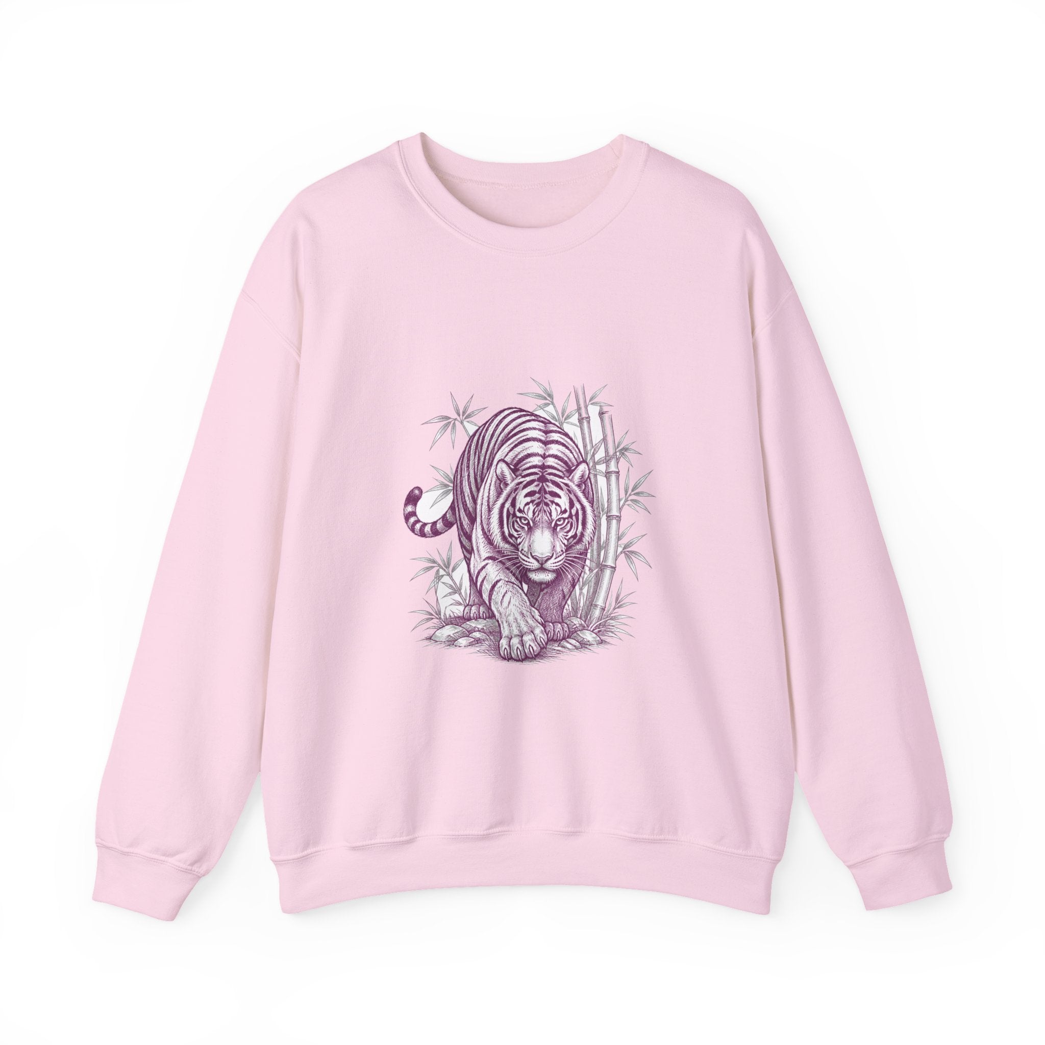 Matching Couple Sweatshirt - Tiger & Crane Matching Couple Crewneck Sweatshirt Hand-Drawn Art His Hers Best Friend Gift - Design A