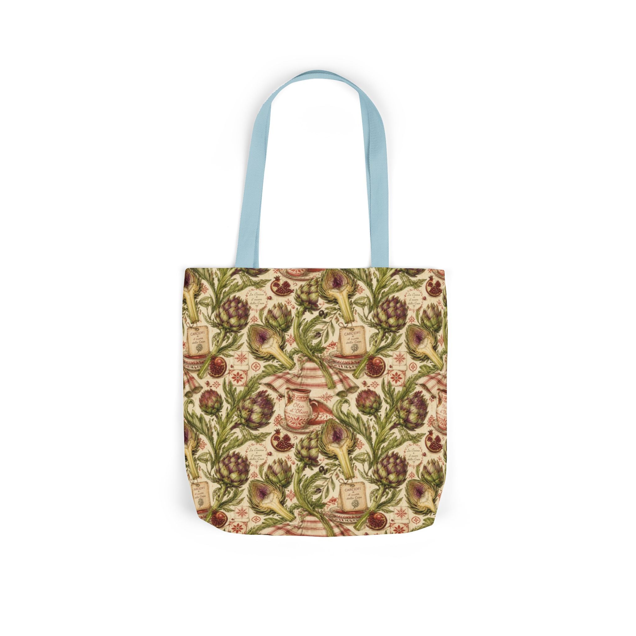 Globe Artichokes Canvas Tote Bag Mediterranean Kitchen Watercolor Design Italian Cottagecore Gift