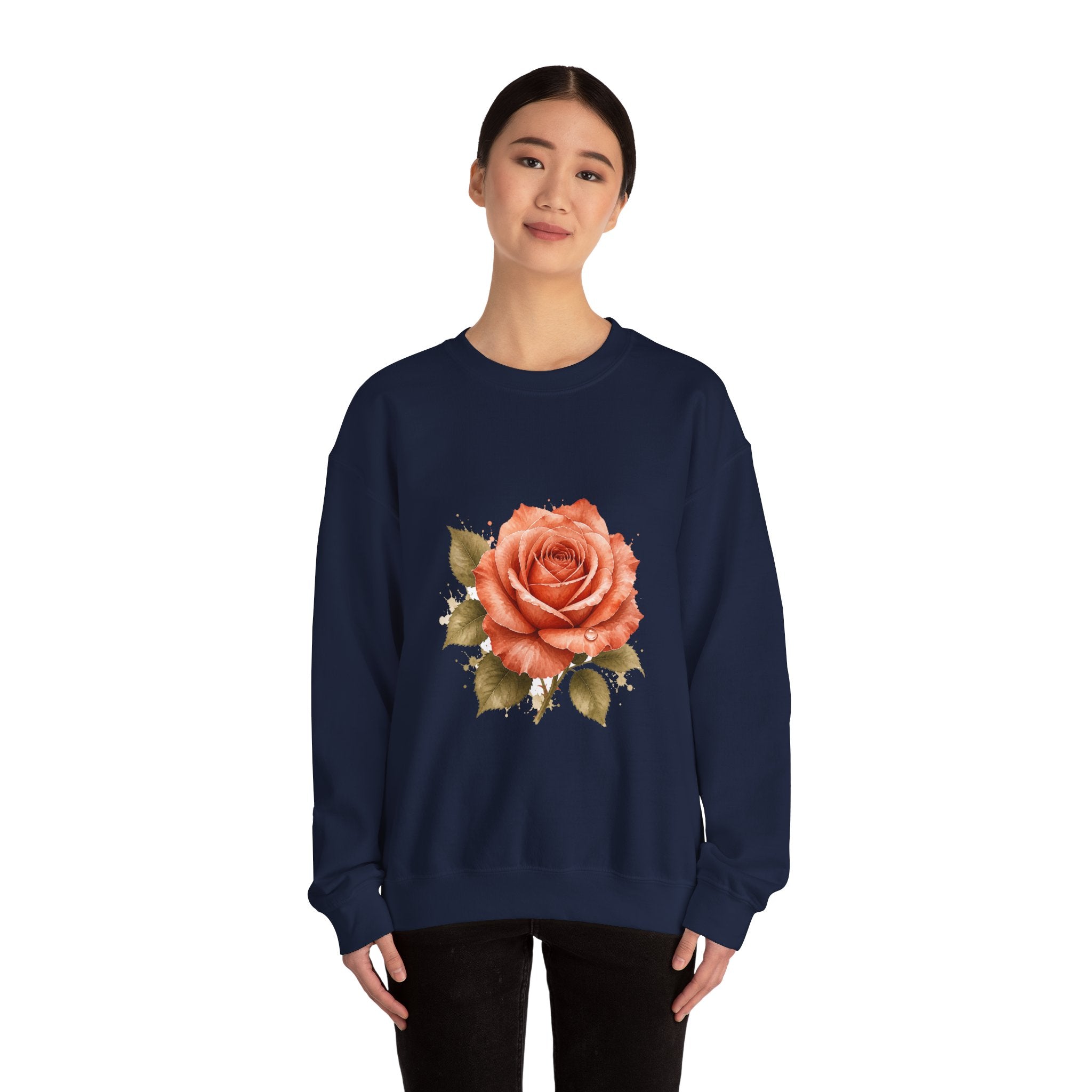 Matching Couple Sweatshirt - Rose & Thorn Matching Couple Premium Fleece Sweatshirt Watercolor Art His Hers Birthday Gift - Design A
