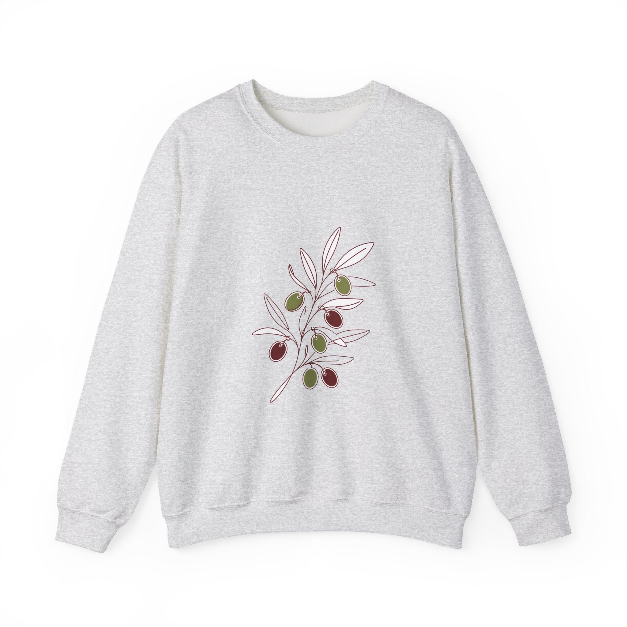 Matching Couple Sweatshirt - Olive Branch & Fig Matching Couple Crewneck Sweatshirt Minimalist Art His Hers Valentine Gift - Design A