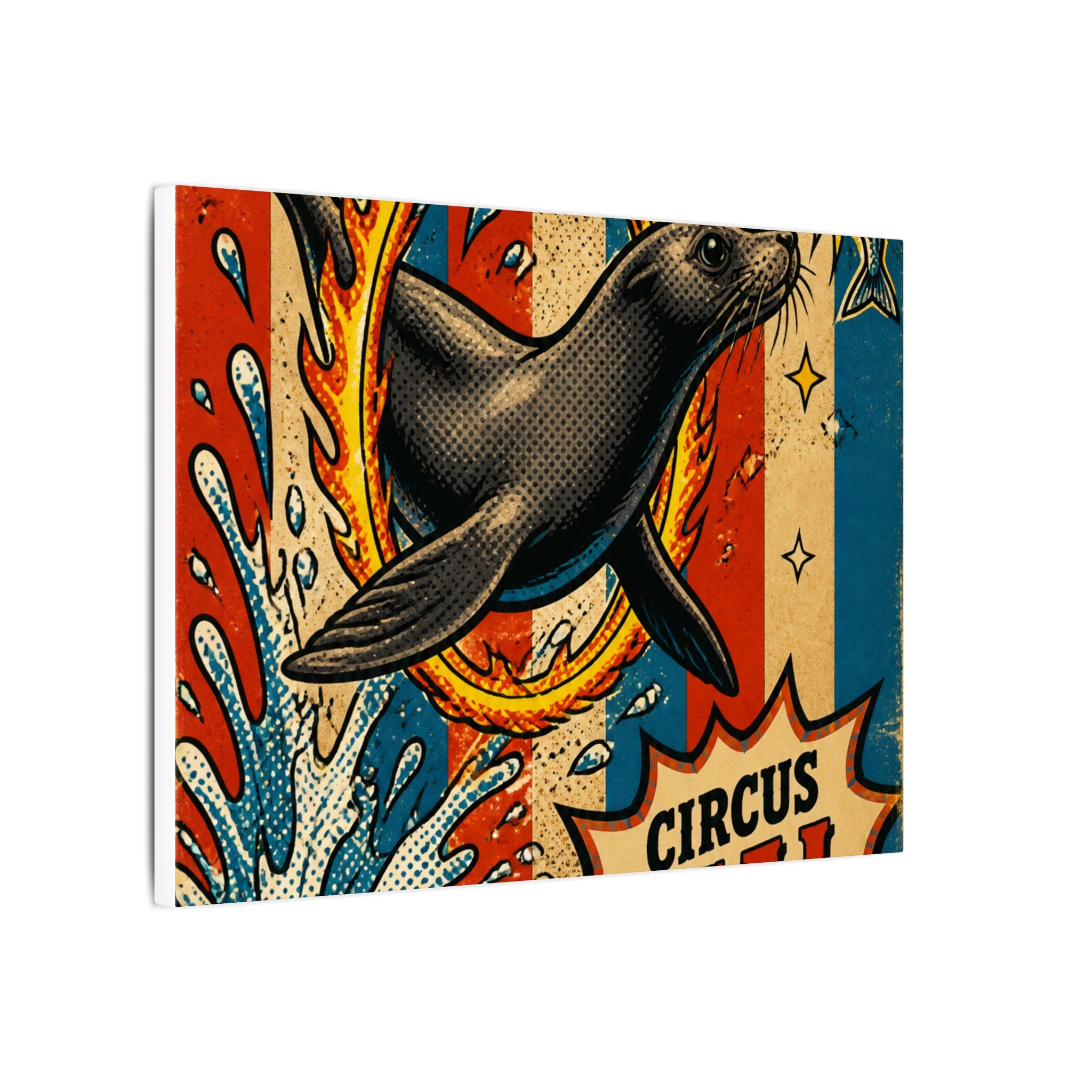 Seal Fire Hoop Wall Art Canvas 16×20 Pop Art Living Room Decor Maximalist Print