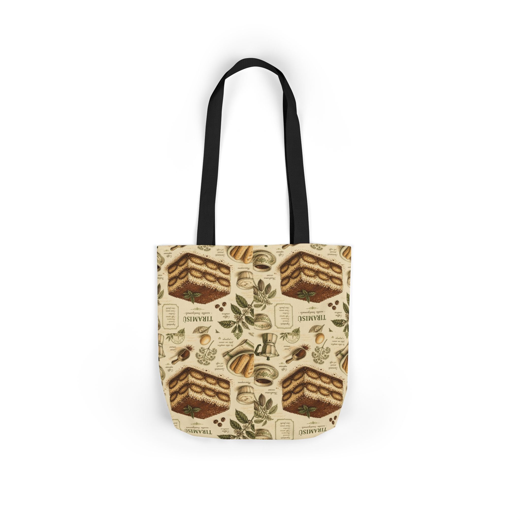 Tiramisu Layers Canvas Tote Bag Mediterranean Kitchen Botanical Design Italian Cottagecore Gift