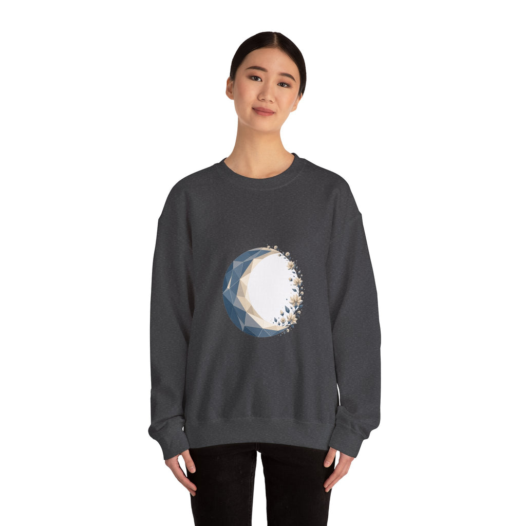 Matching Couple Sweatshirt - Waxing & Waning Moon Matching Couple Comfort Colors Crew Geometric Art His Hers Love Gift - Design A