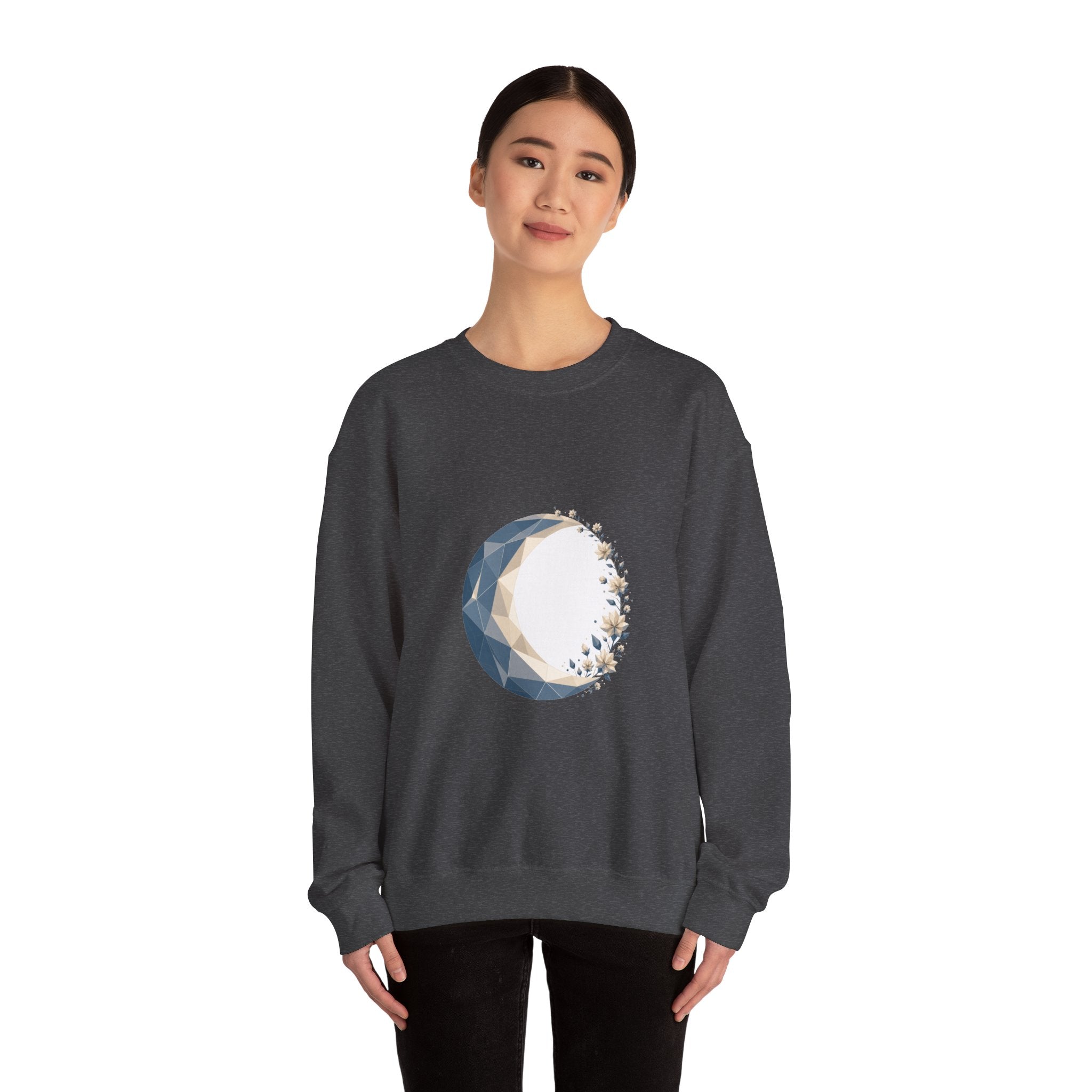 Matching Couple Sweatshirt - Waxing & Waning Moon Matching Couple Comfort Colors Crew Geometric Art His Hers Love Gift - Design A