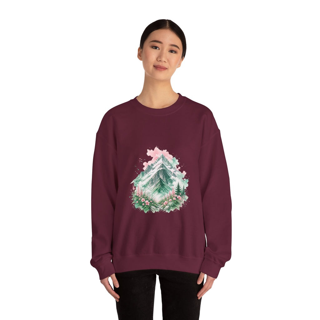 Matching Couple Sweatshirt - Mountain & Ocean Matching Couple Comfort Colors Crew Watercolor Art His Hers Birthday Gift - Design A