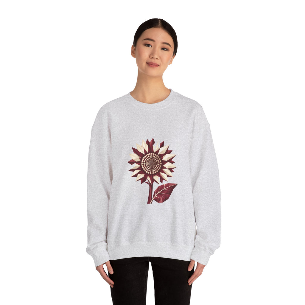 Matching Couple Sweatshirt - Sunflower & Moonflower Matching Couple Premium Fleece Sweatshirt Geometric Art His Hers Love Gift - Design A