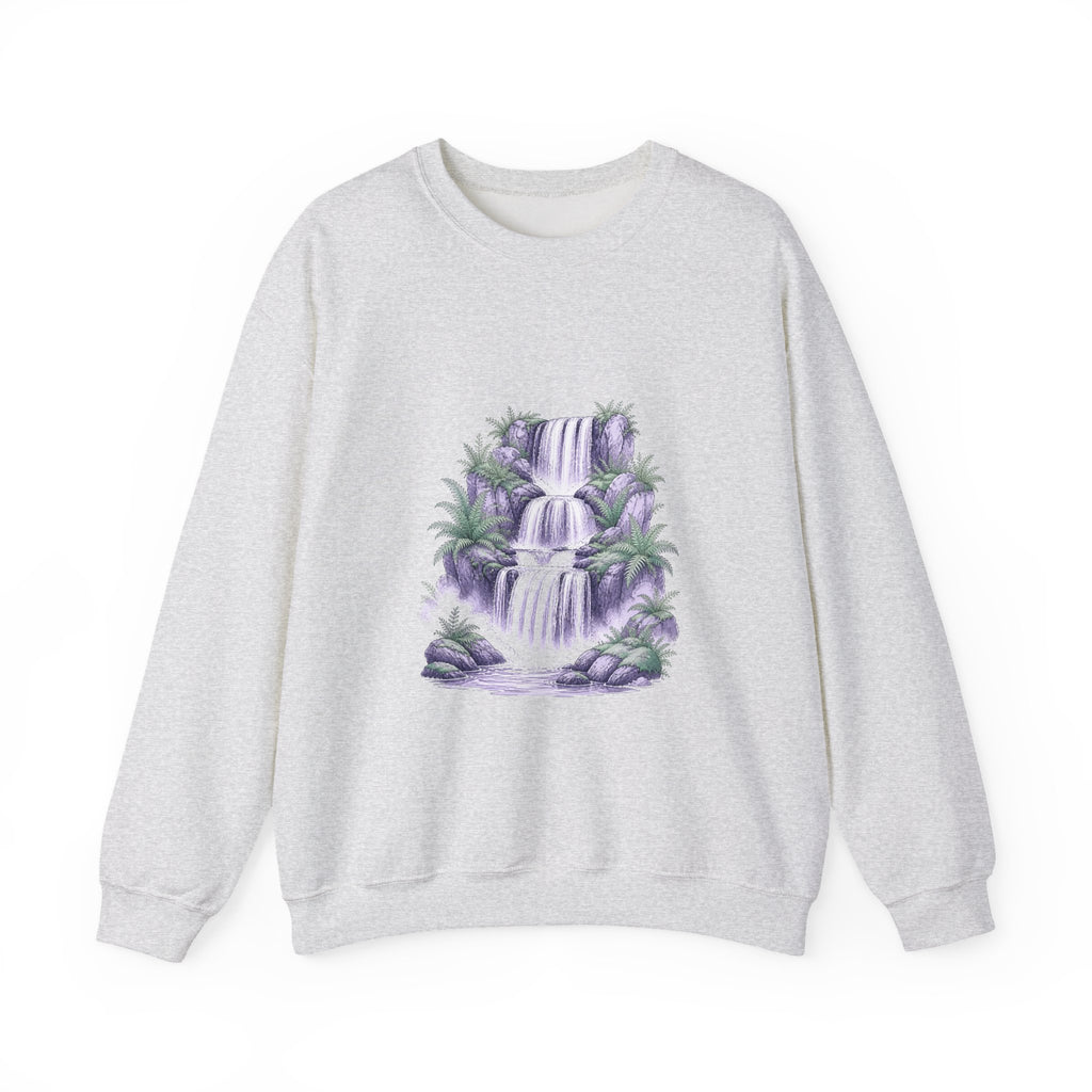 Matching Couple Sweatshirt - Wildfire & Waterfall Matching Couple Crewneck Sweatshirt Hand-Drawn Art His Hers Best Friend Gift - Design B