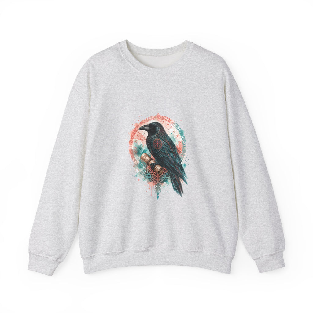 Matching Couple Sweatshirt - Huginn & Muninn Matching Couple Crewneck Sweatshirt Watercolor Art His Hers Engagement Gift - Design B