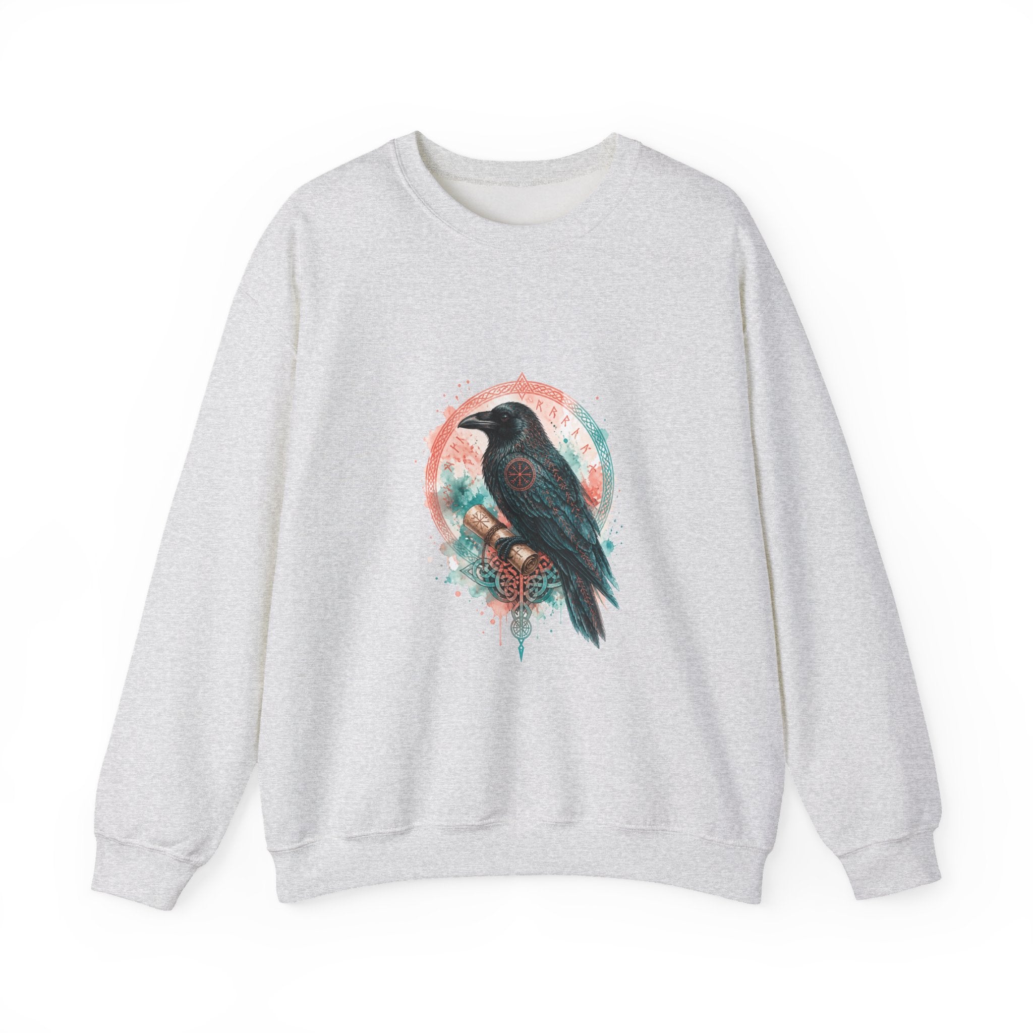 Matching Couple Sweatshirt - Huginn & Muninn Matching Couple Crewneck Sweatshirt Watercolor Art His Hers Engagement Gift - Design B