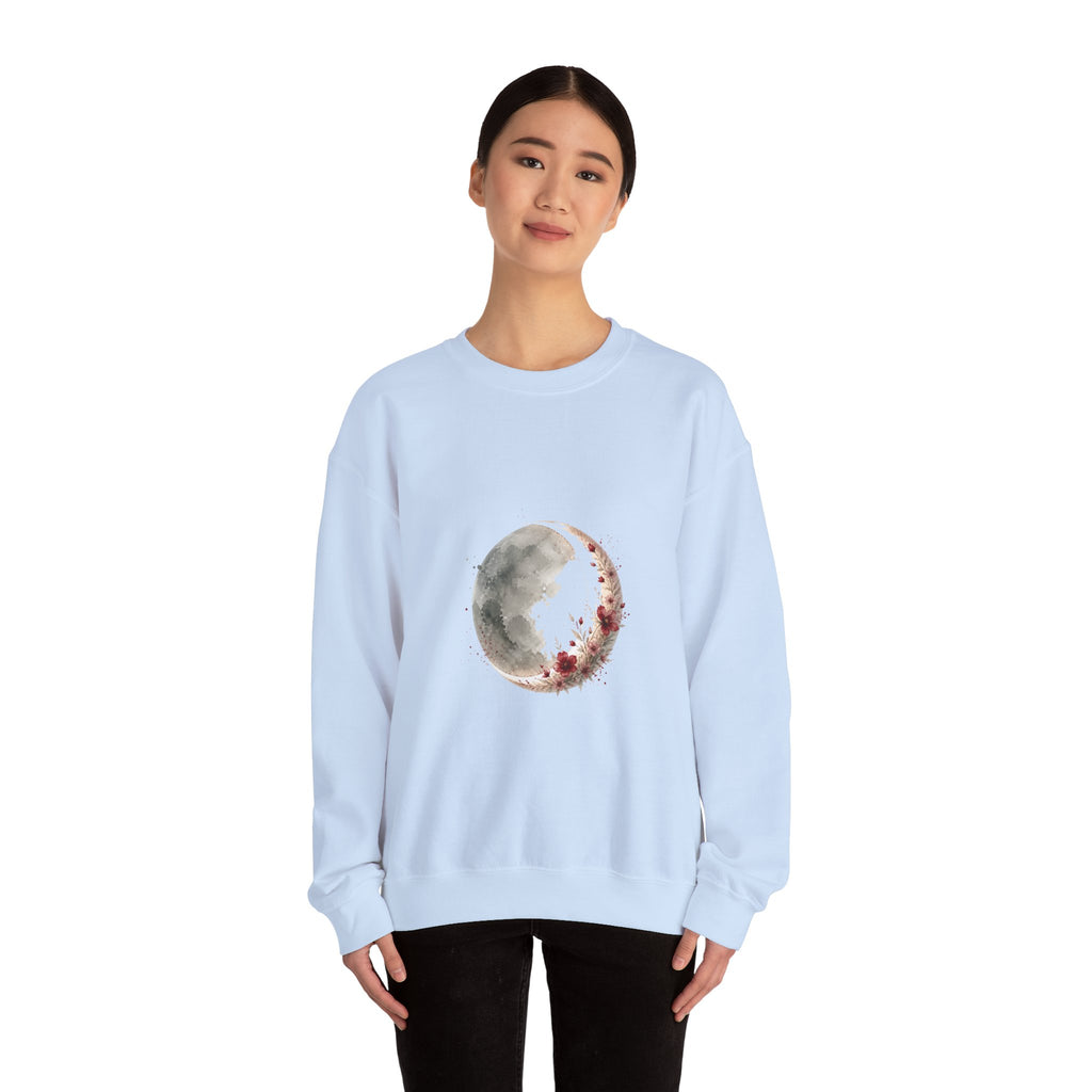 Matching Couple Sweatshirt - Waxing & Waning Moon Matching Couple Comfort Colors Crew Watercolor Art His Hers Birthday Gift - Design A