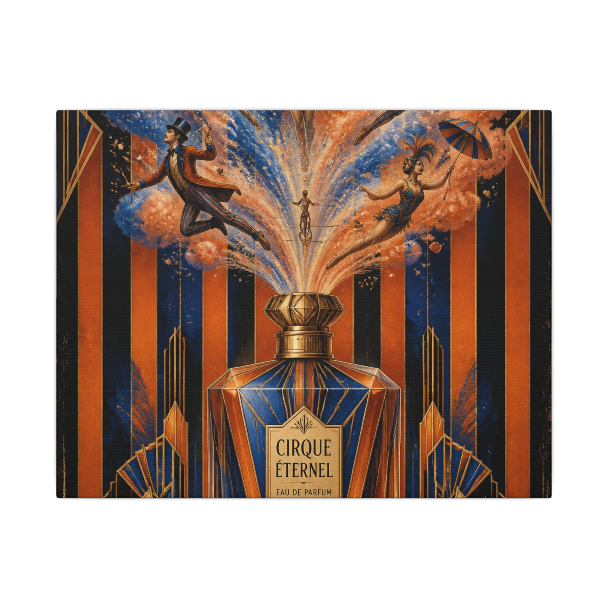 Perfume Bottle Fountain Wall Art Canvas 24×36 Art Deco Bar Area Decor Maximalist Print