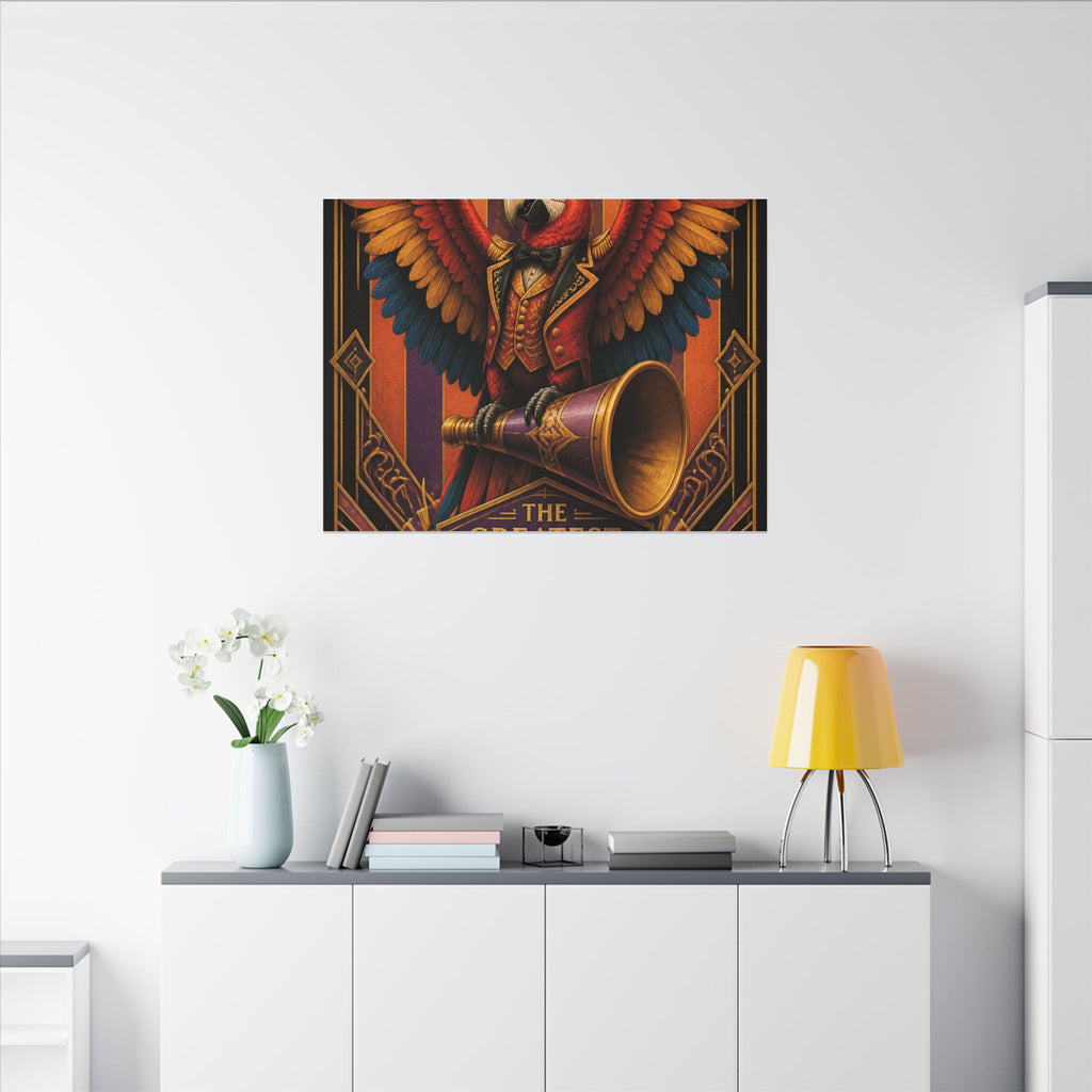 Parrot Ringmaster Wall Art Canvas 24×36 Art Deco Bar Area Decor Maximalist Print
