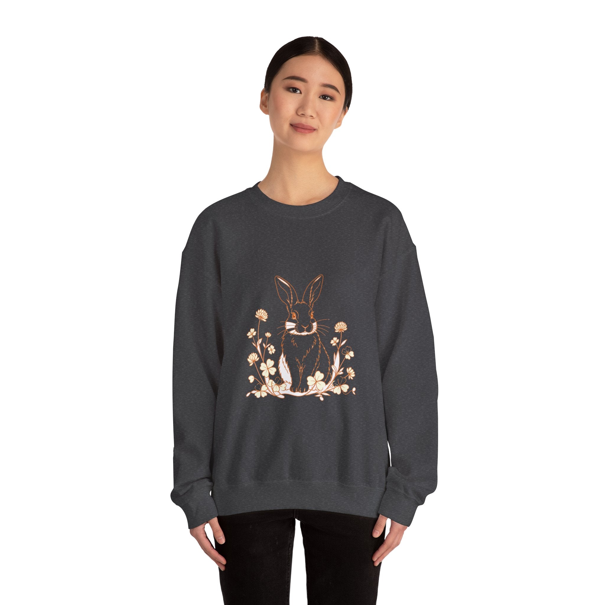 Matching Couple Sweatshirt - Fox & Rabbit Matching Couple Comfort Colors Crew Minimalist Art His Hers Christmas Gift - Design B