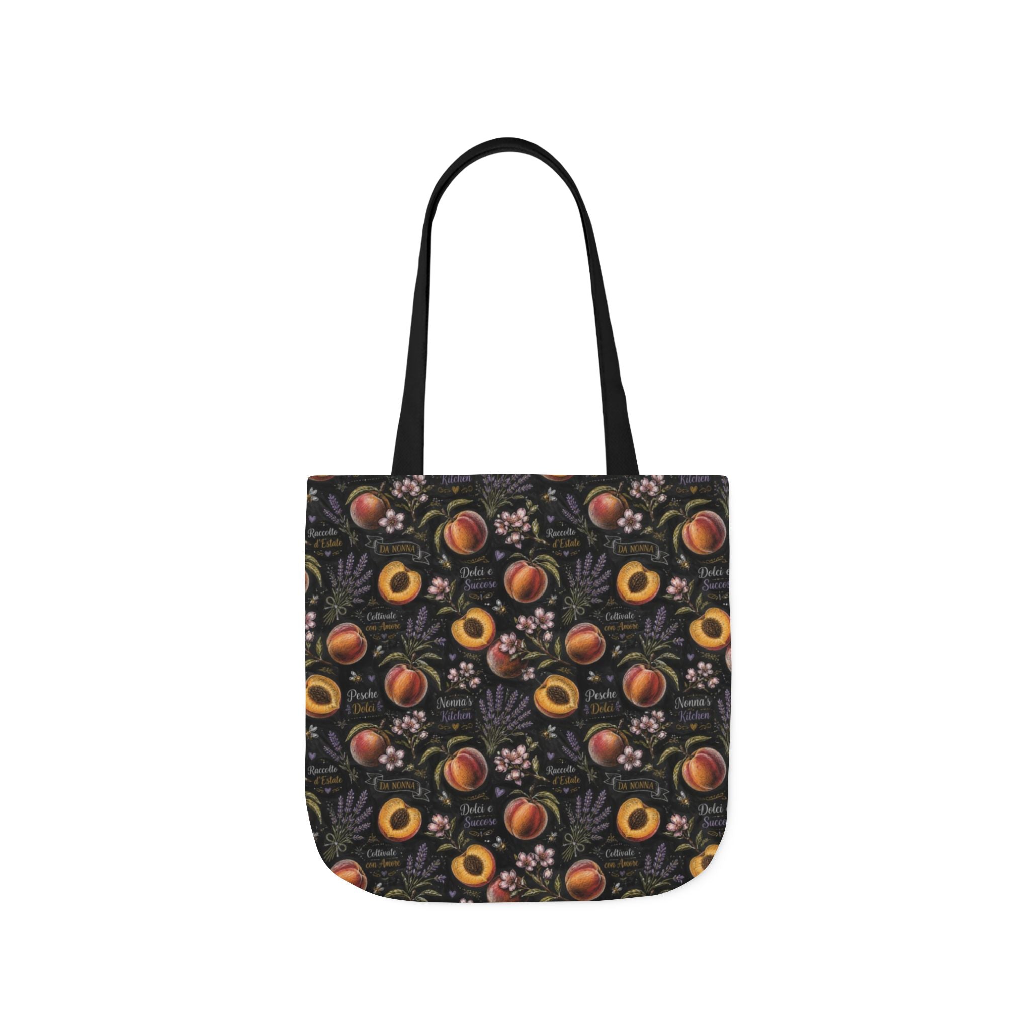 Ripe Peaches Canvas Tote Bag Mediterranean Kitchen Chalk Art Design Italian Cottagecore Gift