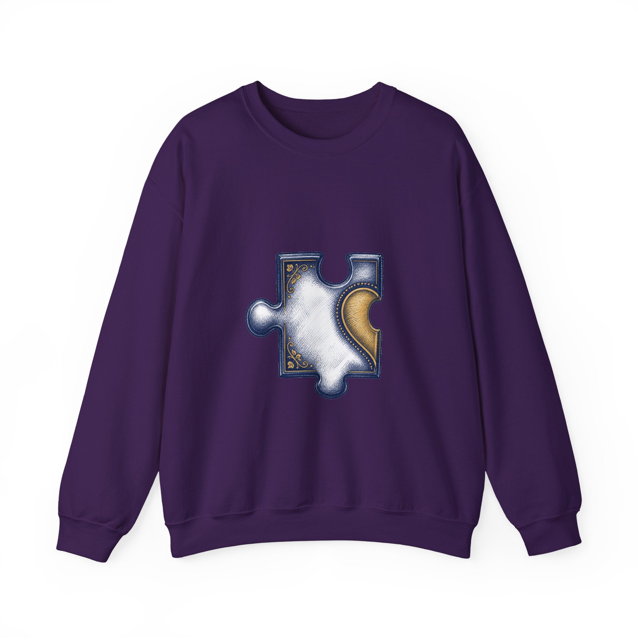 Matching Couple Sweatshirt - Puzzle Pieces Matching Couple Premium Fleece Sweatshirt Hand-Drawn Art His Hers Anniversary Gift - Design A