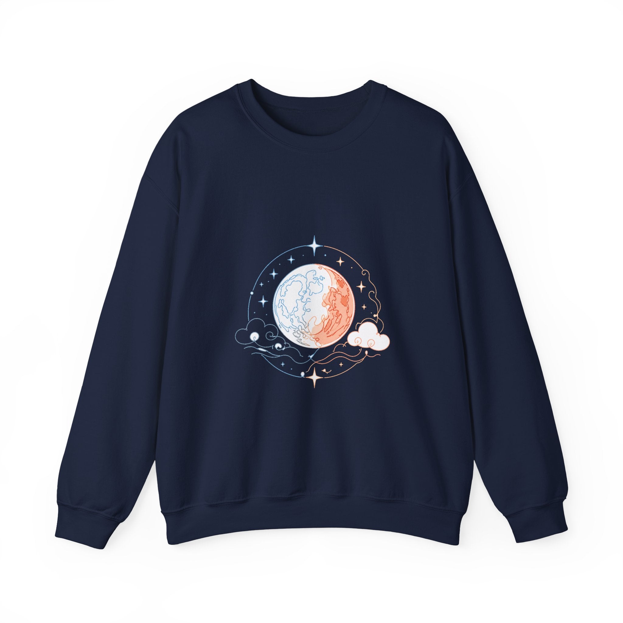 Matching Couple Sweatshirt - Solar & Lunar Eclipse Matching Couple Crewneck Sweatshirt Minimalist Art His Hers Valentine Gift - Design B
