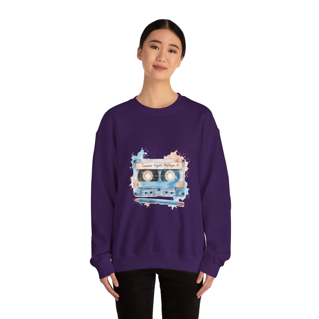 Matching Couple Sweatshirt - Vinyl & Cassette Matching Couple Comfort Colors Crew Watercolor Art His Hers Birthday Gift - Design B