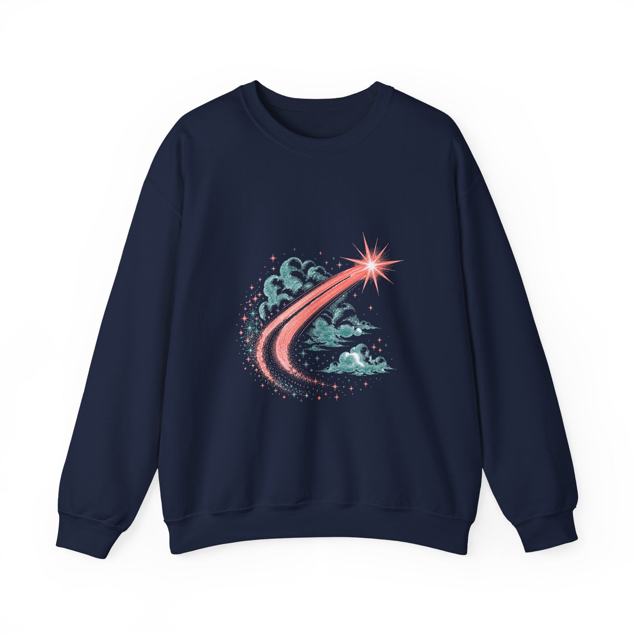 Matching Couple Sweatshirt - Shooting Star & North Star Matching Couple Premium Fleece Sweatshirt Vintage Art His Hers Honeymoon Gift - Design A