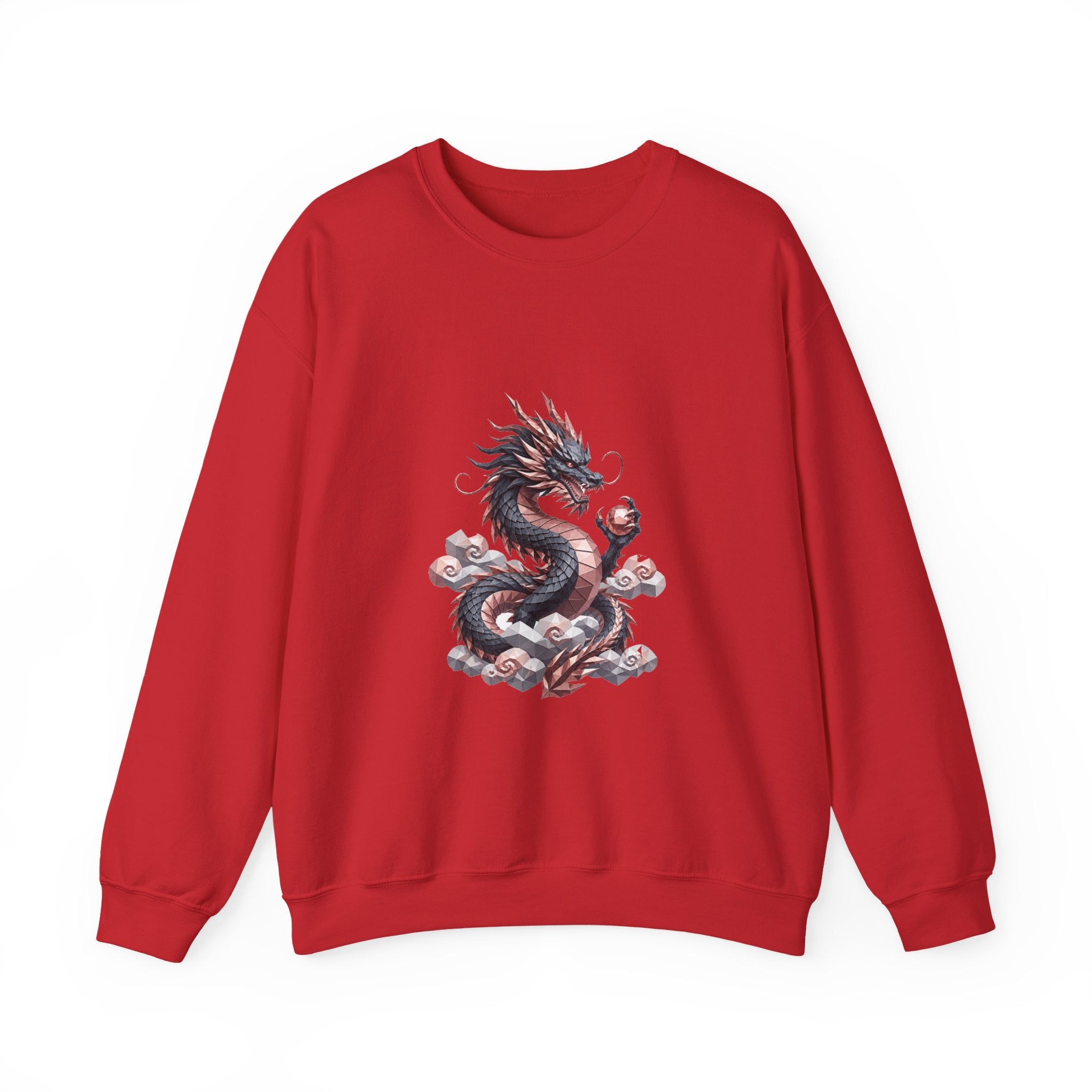 Matching Couple Sweatshirt - Dragon & Phoenix Matching Couple Crewneck Sweatshirt Geometric Art His Hers Couple Gift - Design A