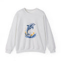 Matching Couple Sweatshirt - Shark & Dolphin Matching Couple Crewneck Sweatshirt Watercolor Art His Hers Engagement Gift - Design B