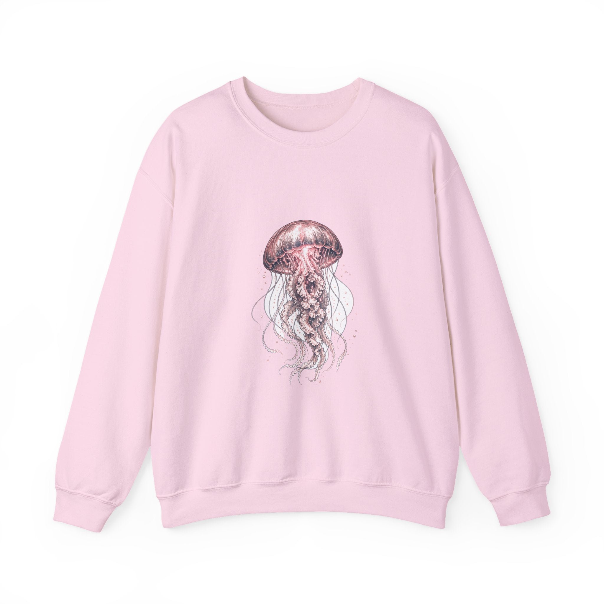 Matching Couple Sweatshirt - Octopus & Jellyfish Matching Couple Crewneck Sweatshirt Hand-Drawn Art His Hers Best Friend Gift - Design B