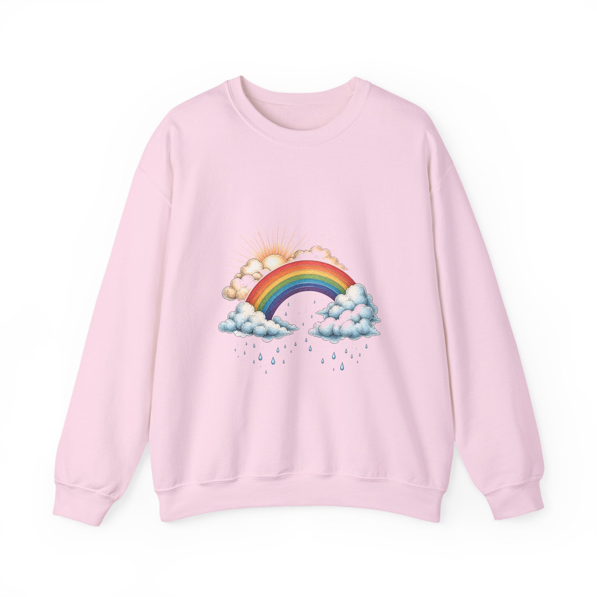 Matching Couple Sweatshirt - Storm & Rainbow Matching Couple Comfort Colors Crew Hand-Drawn Art His Hers Anniversary Gift - Design B