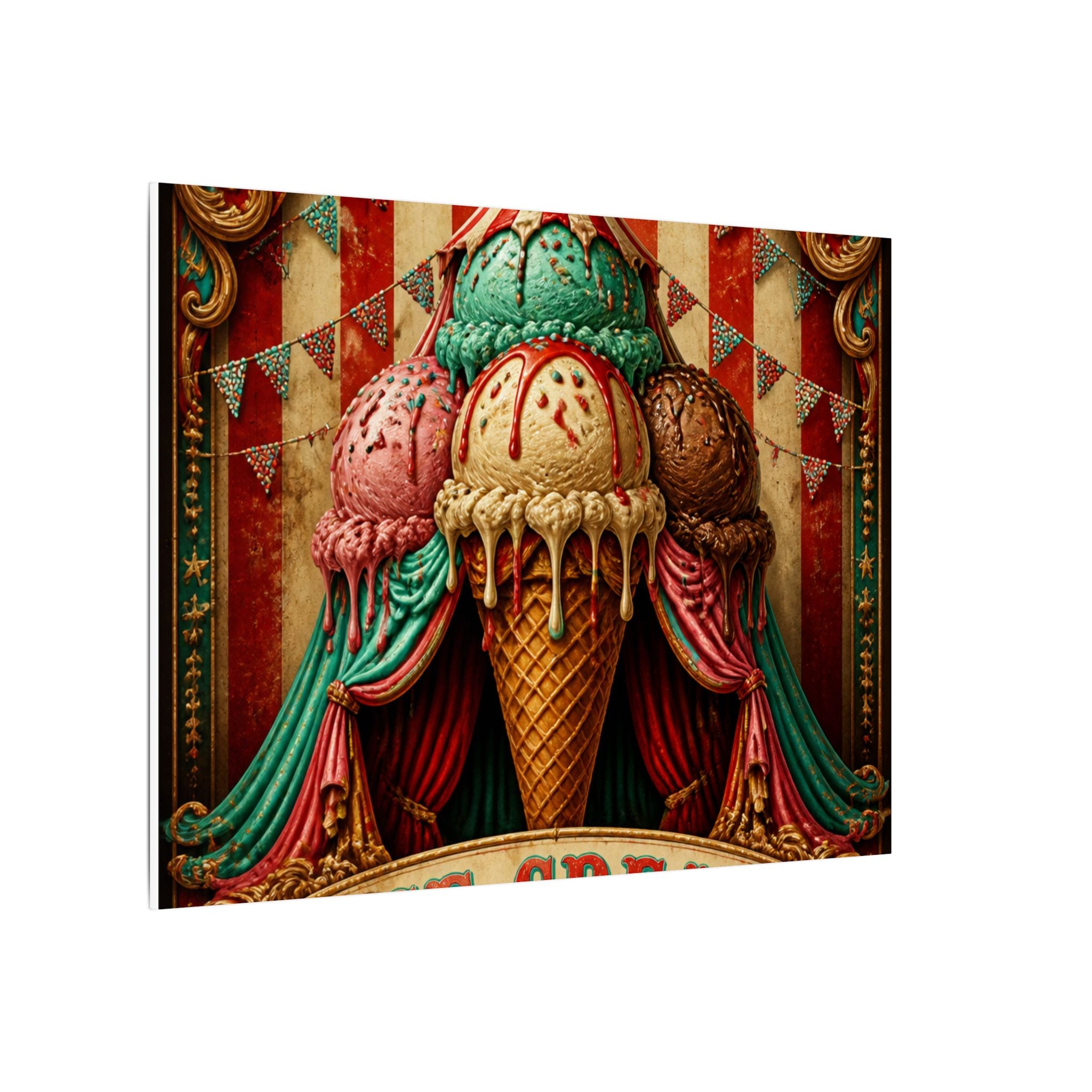 Ice Cream Cone Circus Tent Wall Art Canvas 24×36 Baroque Studio Decor Maximalist Print