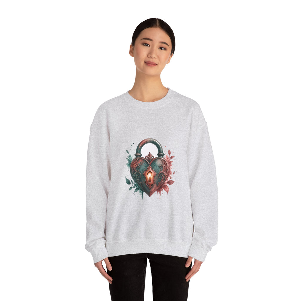 Matching Couple Sweatshirt - Key & Lock Matching Couple Premium Fleece Sweatshirt Watercolor Art His Hers Birthday Gift - Design B