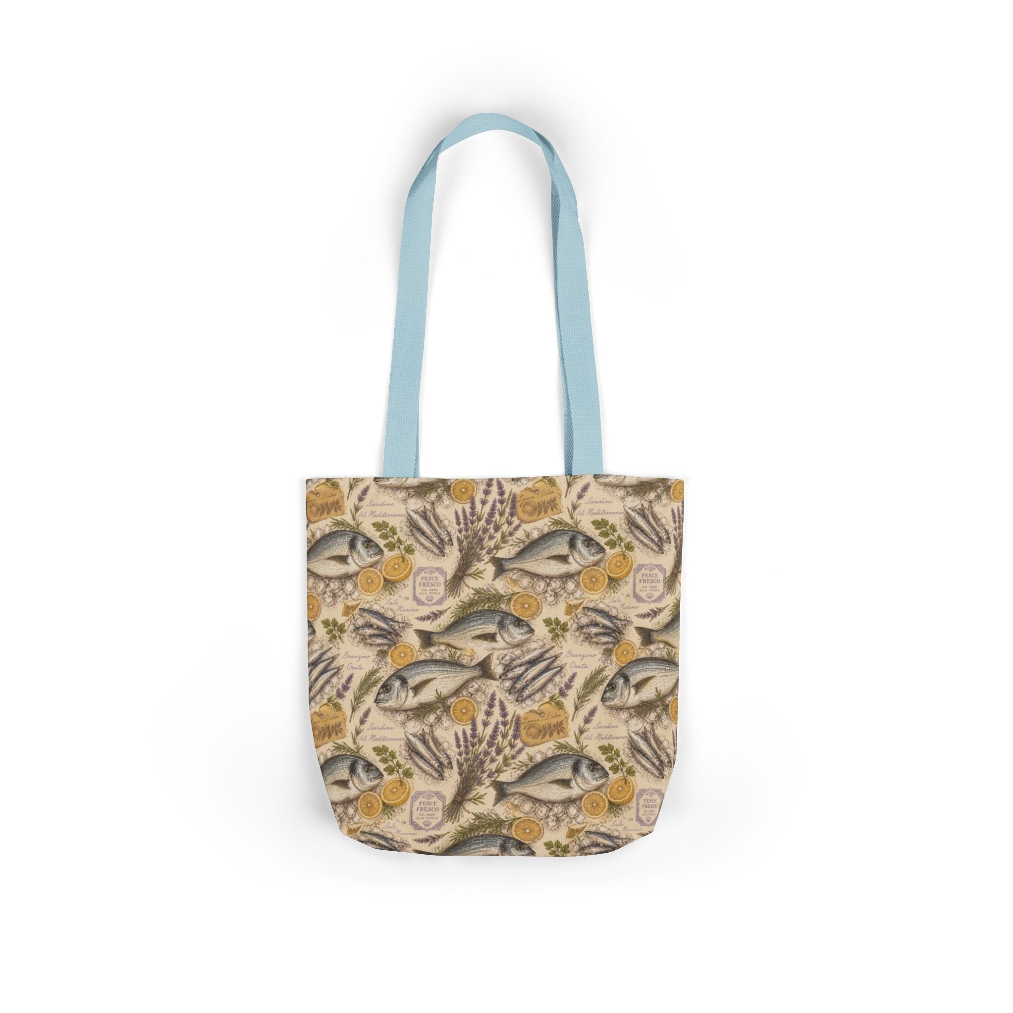 Mediterranean Fish Canvas Tote Bag Mediterranean Kitchen Botanical Design Italian Cottagecore Gift