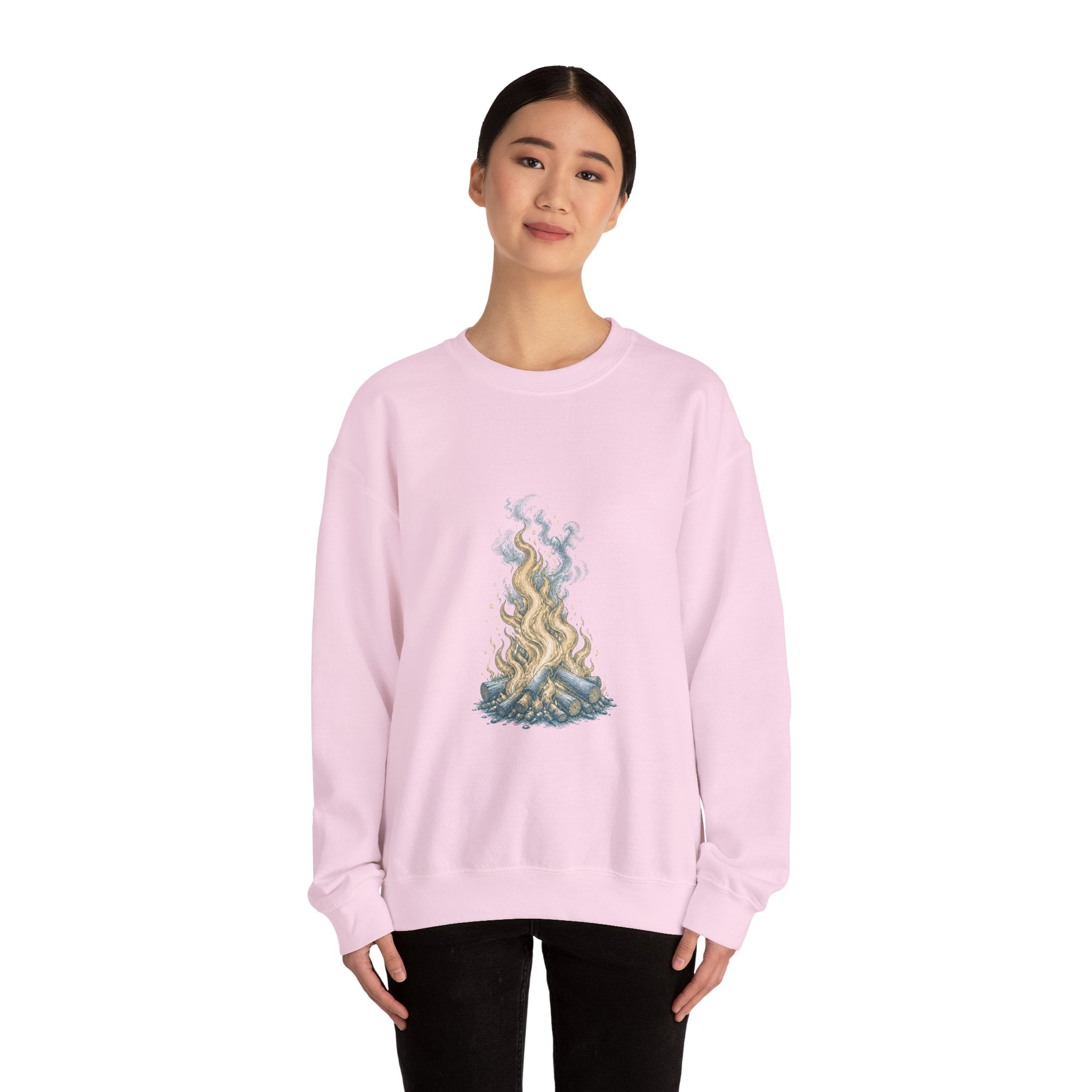 Matching Couple Sweatshirt - Wildfire & Waterfall Matching Couple Crewneck Sweatshirt Vintage Art His Hers Wedding Gift - Design A