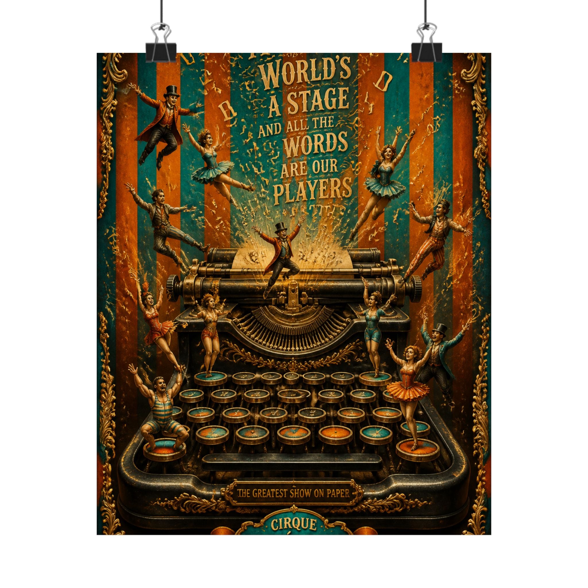 Typewriter Flying Letters Wall Art Poster 18×24 Baroque Home Office Decor Maximalist Print