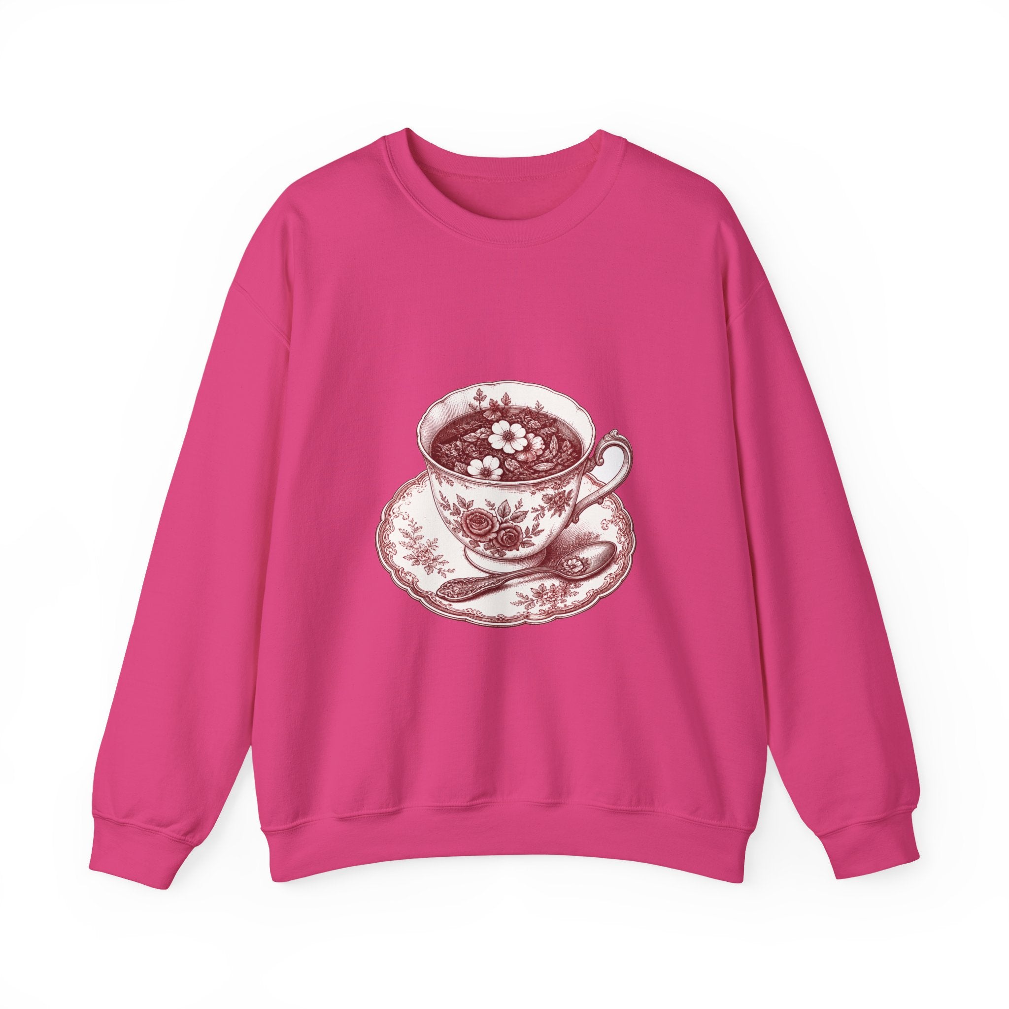 Matching Couple Sweatshirt - Coffee & Tea Matching Couple Comfort Colors Crew Hand-Drawn Art His Hers Anniversary Gift - Design B