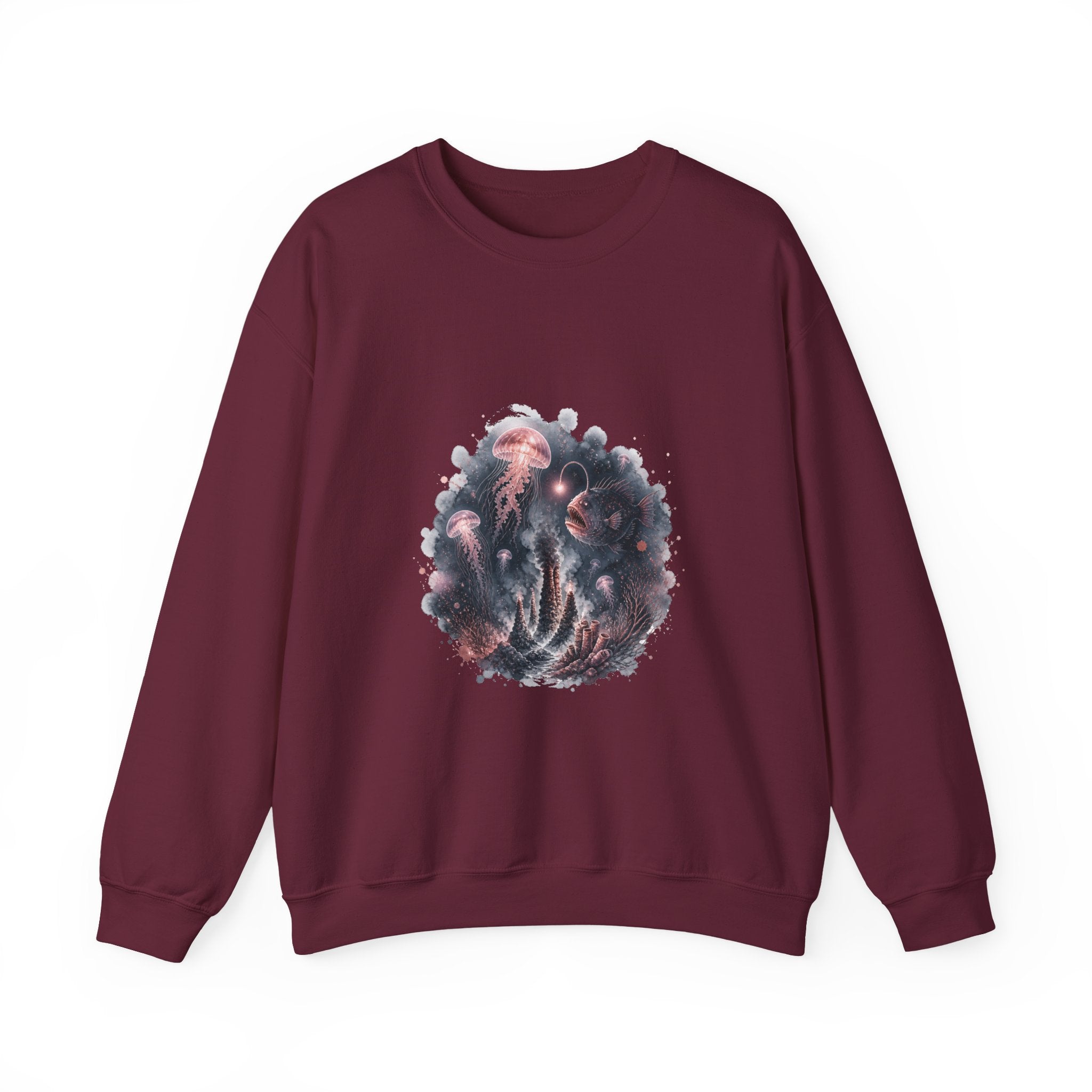 Matching Couple Sweatshirt - Coral Reef & Deep Sea Matching Couple Comfort Colors Crew Watercolor Art His Hers Birthday Gift - Design B