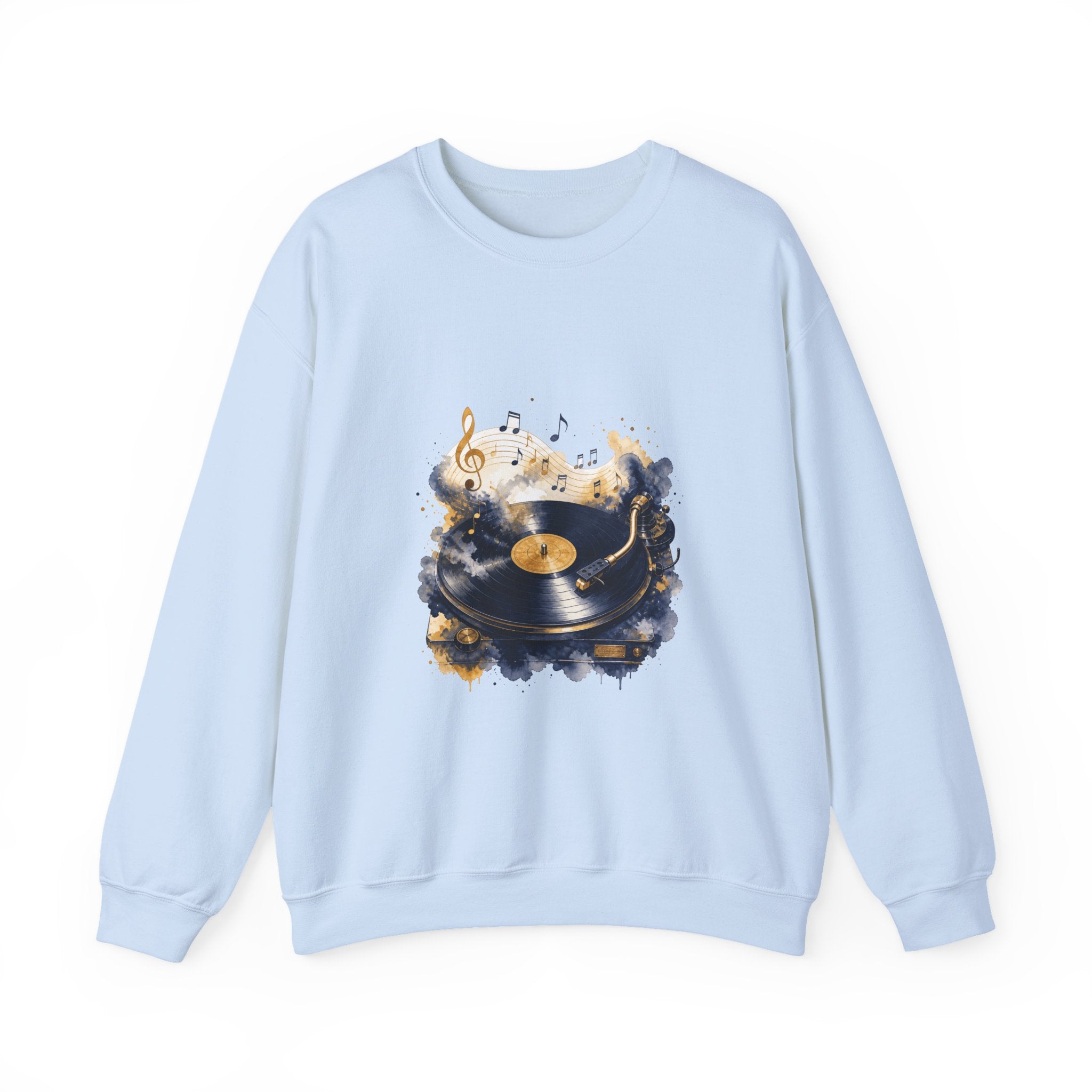 Matching Couple Sweatshirt - Vinyl & Cassette Matching Couple Crewneck Sweatshirt Watercolor Art His Hers Engagement Gift - Design A