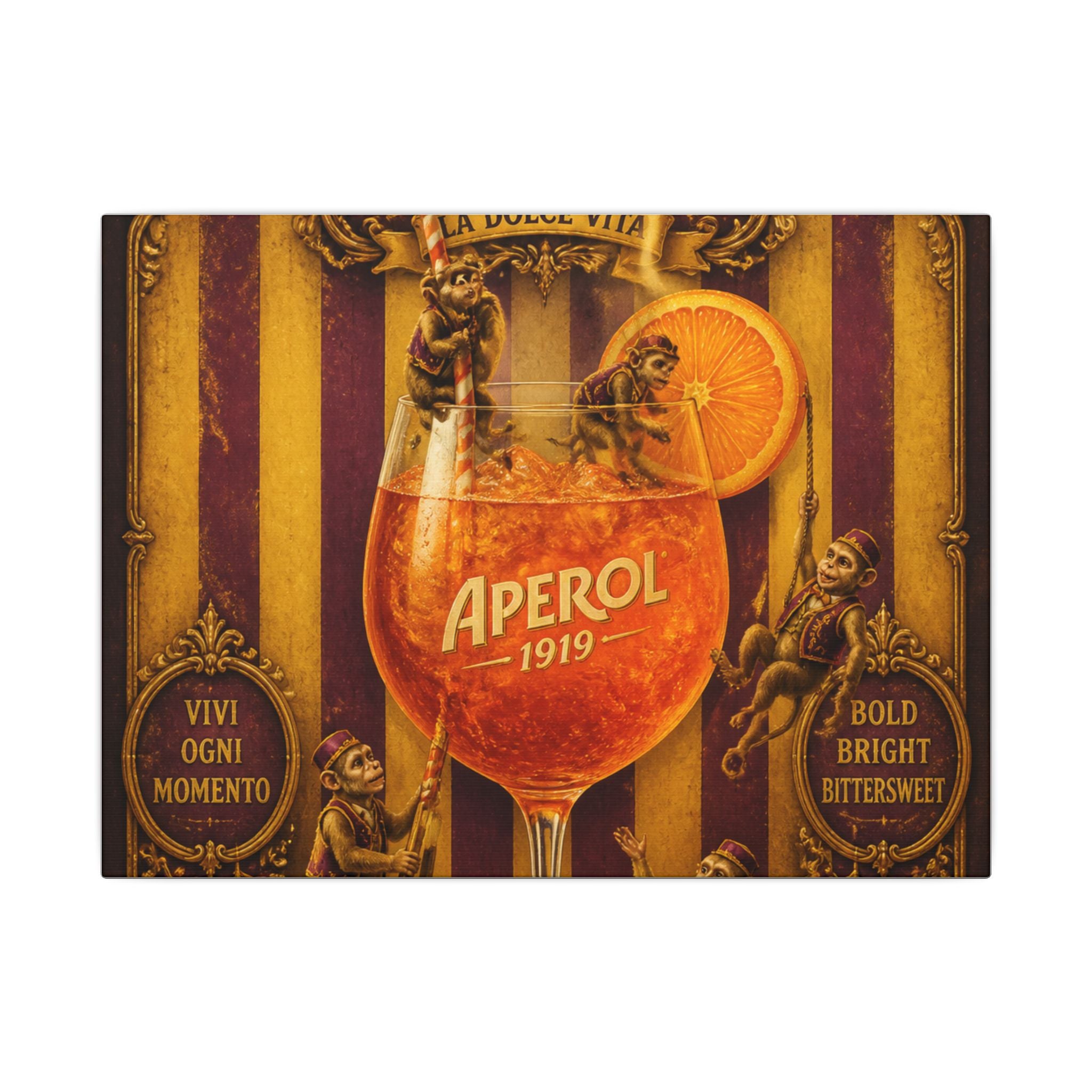 Aperol Spritz Monkeys Wall Art Canvas 24×36 Baroque Studio Decor Maximalist Print
