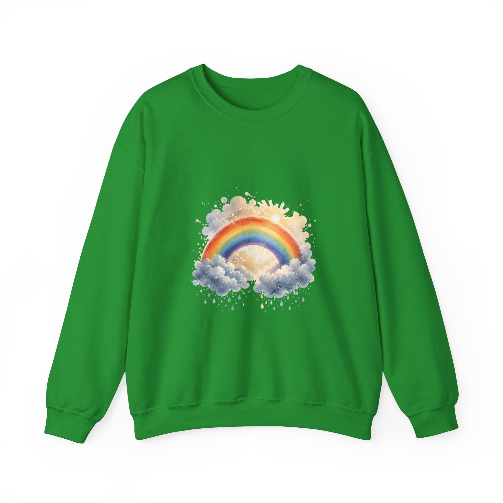 Matching Couple Sweatshirt - Storm & Rainbow Matching Couple Crewneck Sweatshirt Watercolor Art His Hers Engagement Gift - Design B