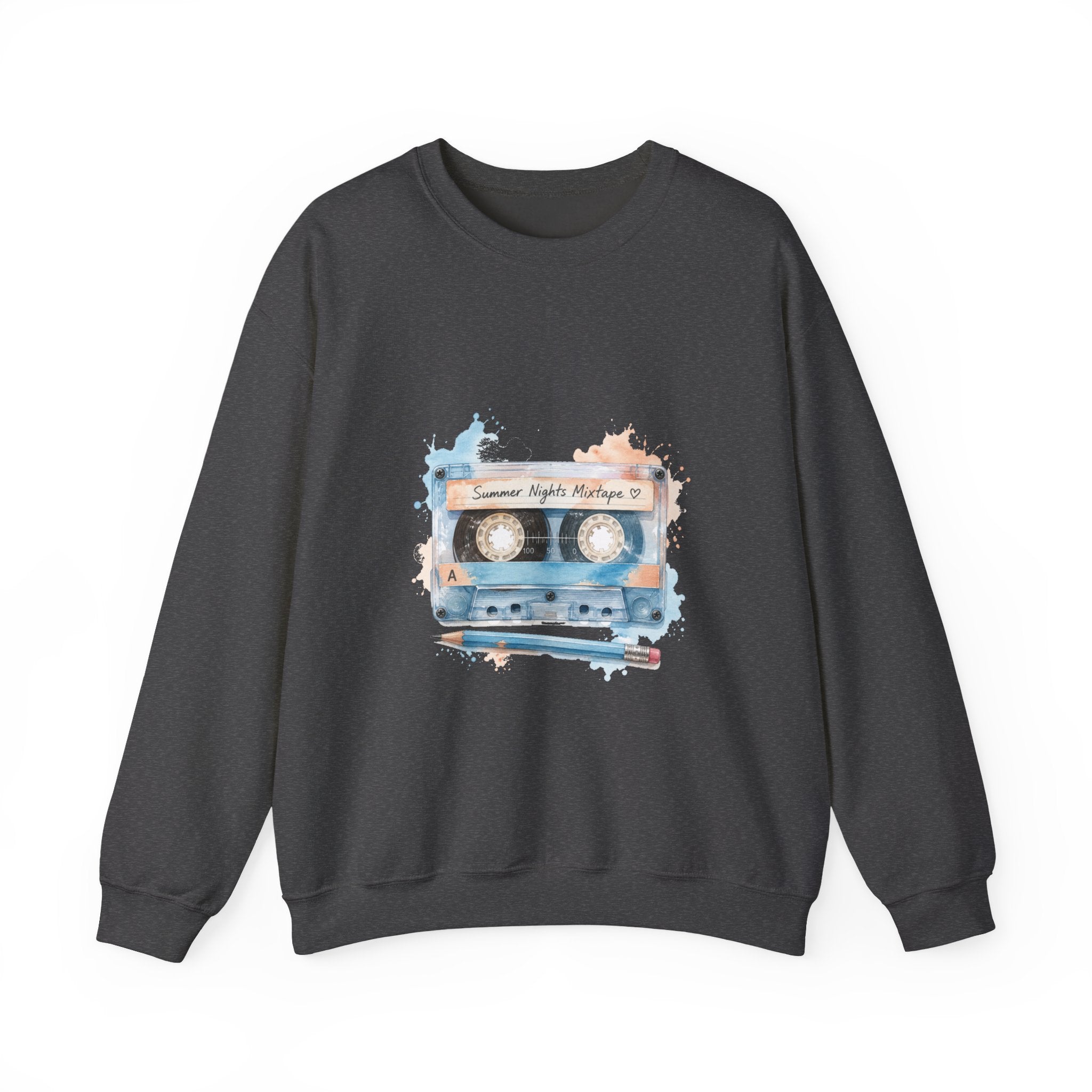 Matching Couple Sweatshirt - Vinyl & Cassette Matching Couple Comfort Colors Crew Watercolor Art His Hers Birthday Gift - Design B