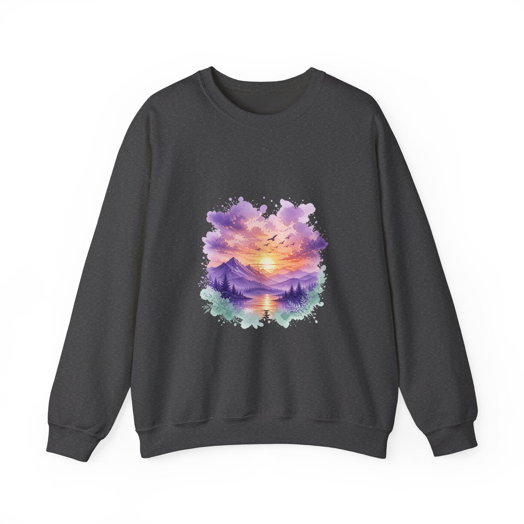 Matching Couple Sweatshirt - Sunrise & Sunset Matching Couple Comfort Colors Crew Watercolor Art His Hers Birthday Gift - Design B
