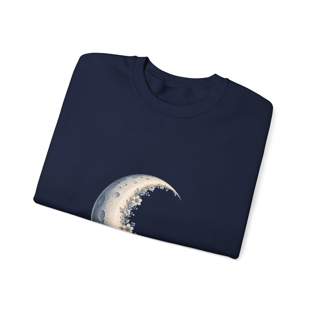 Matching Couple Sweatshirt - Waxing & Waning Moon Matching Couple Premium Fleece Sweatshirt Hand-Drawn Art His Hers Anniversary Gift - Design A