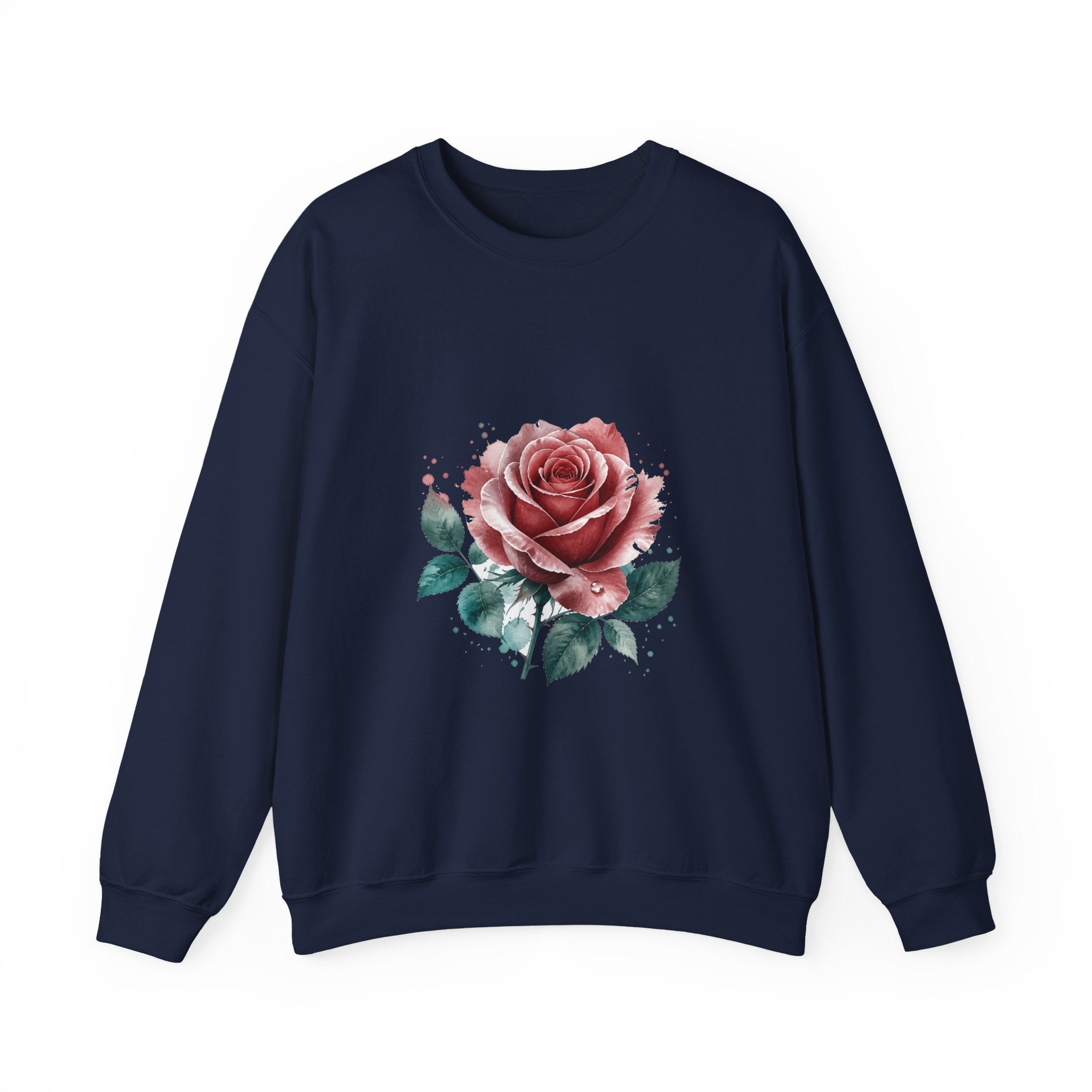 Matching Couple Sweatshirt - Rose & Thorn Matching Couple Crewneck Sweatshirt Watercolor Art His Hers Engagement Gift - Design A