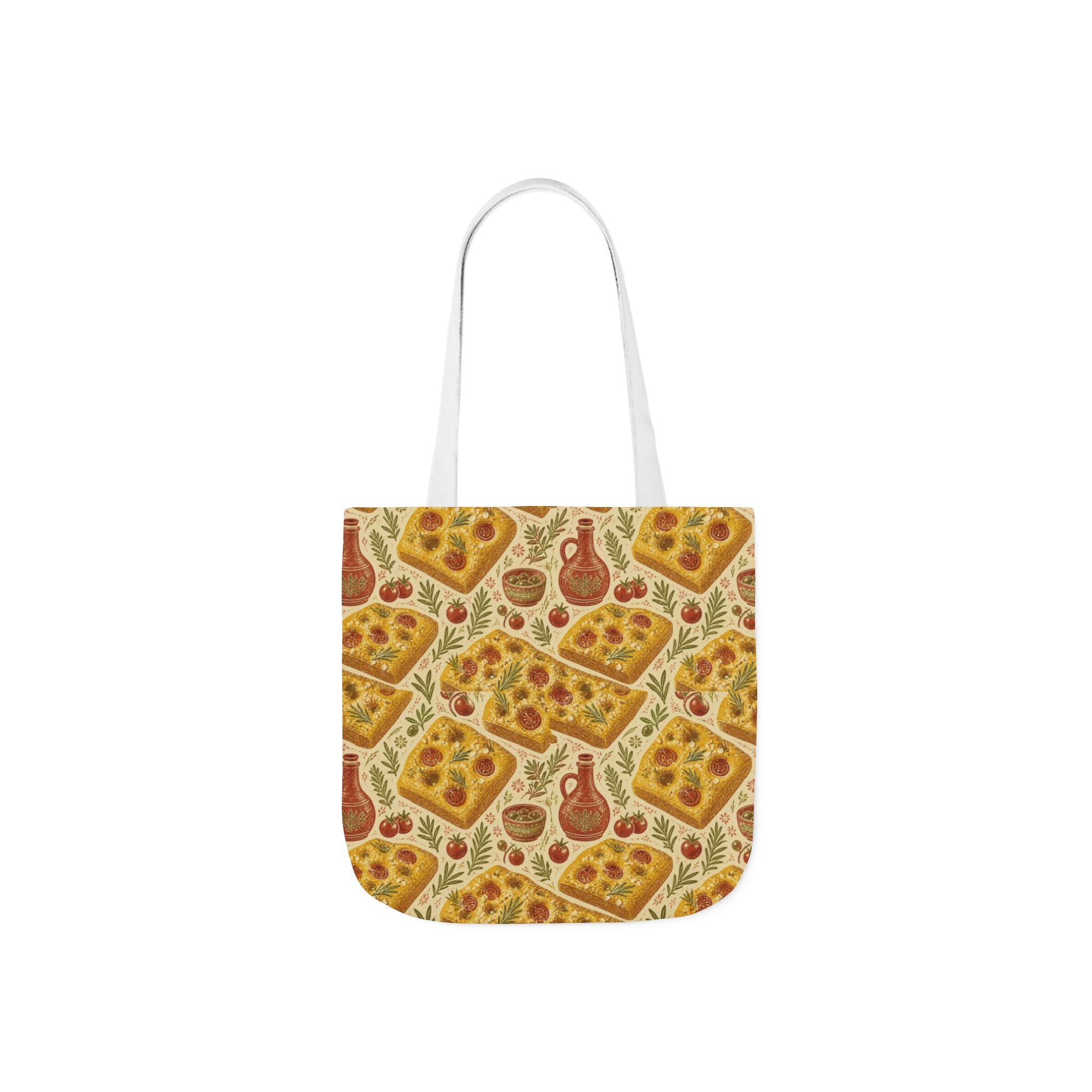 Focaccia Bread Canvas Tote Bag Mediterranean Kitchen Linocut Design Italian Cottagecore Gift