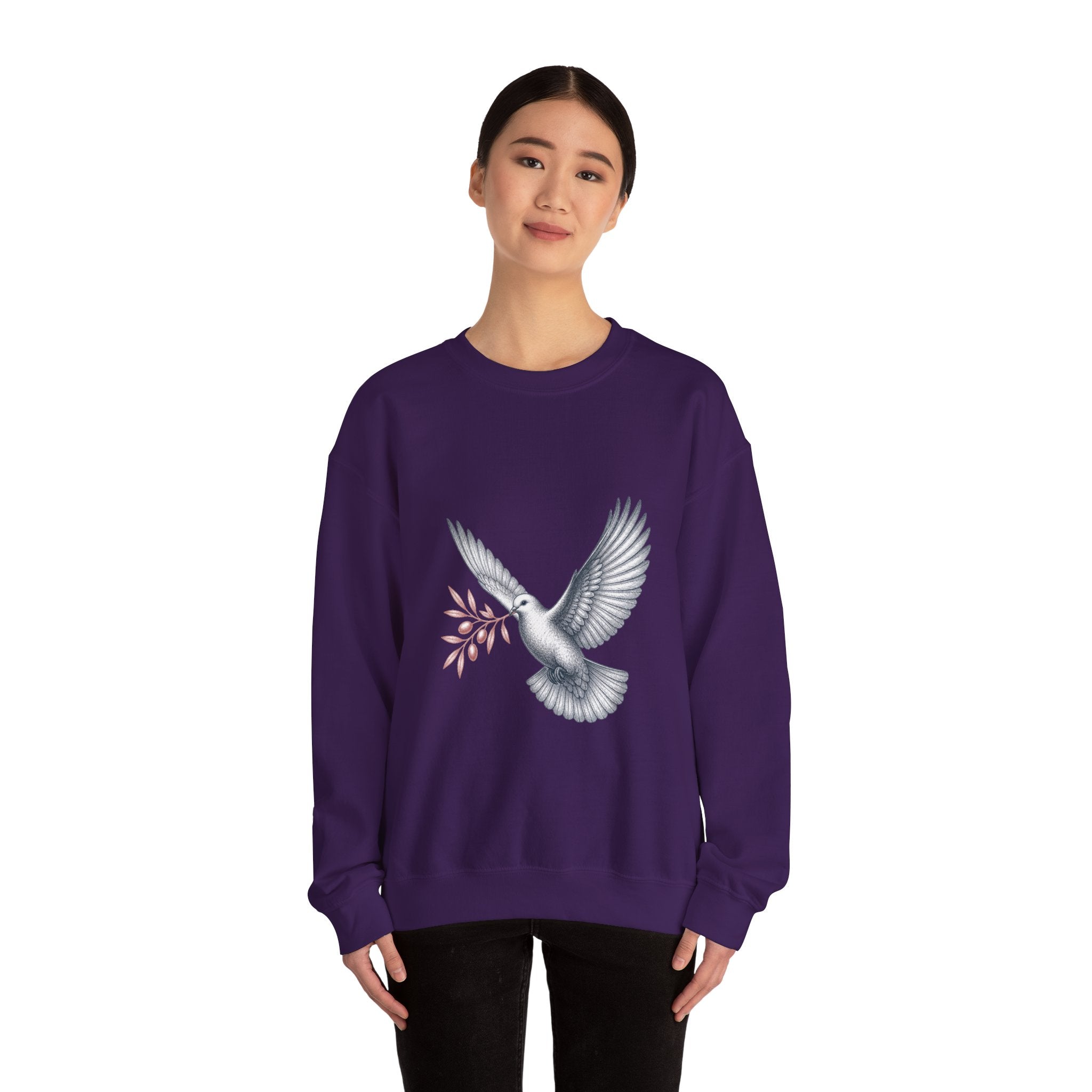 Matching Couple Sweatshirt - Wolf & Dove Matching Couple Premium Fleece Sweatshirt Vintage Art His Hers Honeymoon Gift - Design B